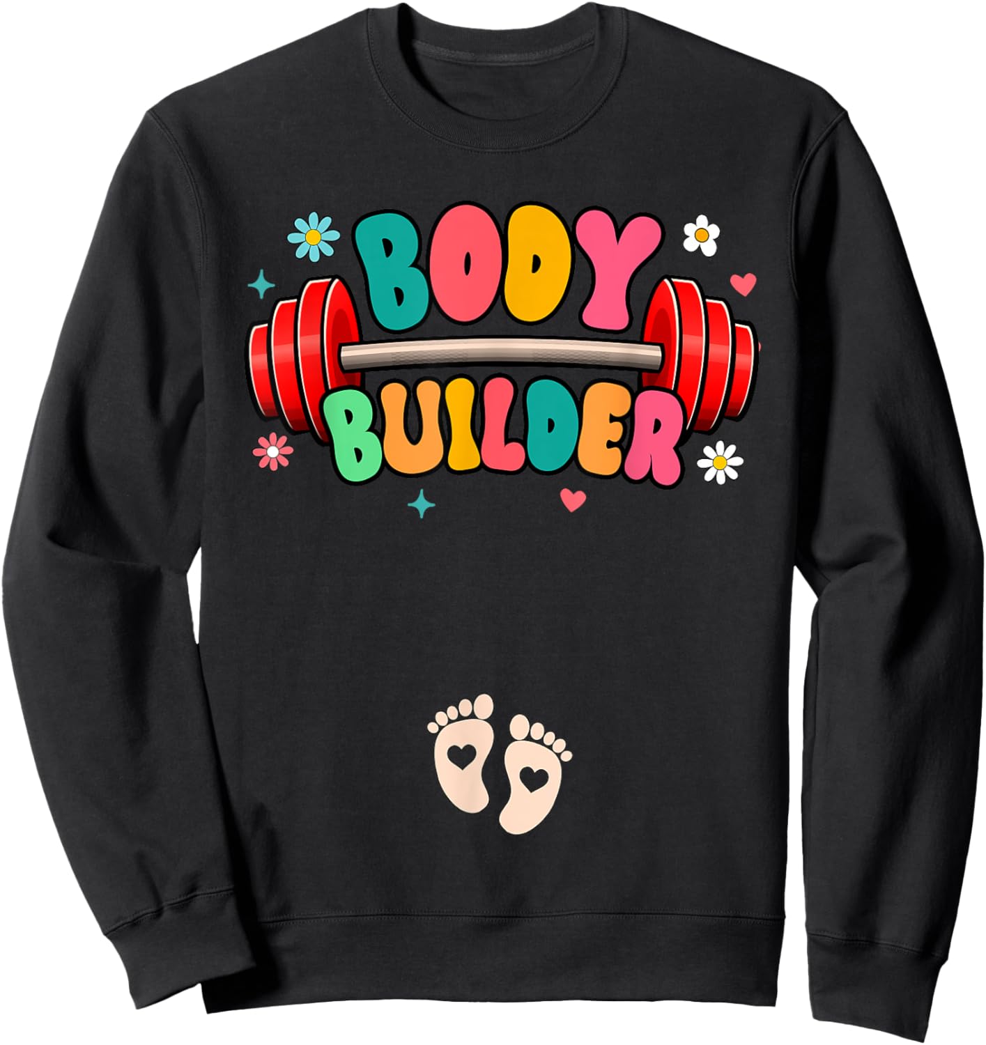 Pregnancy Announcement Fitness Workout Gym Bodybuilder Sweatshirt - Sweatshirt | Black