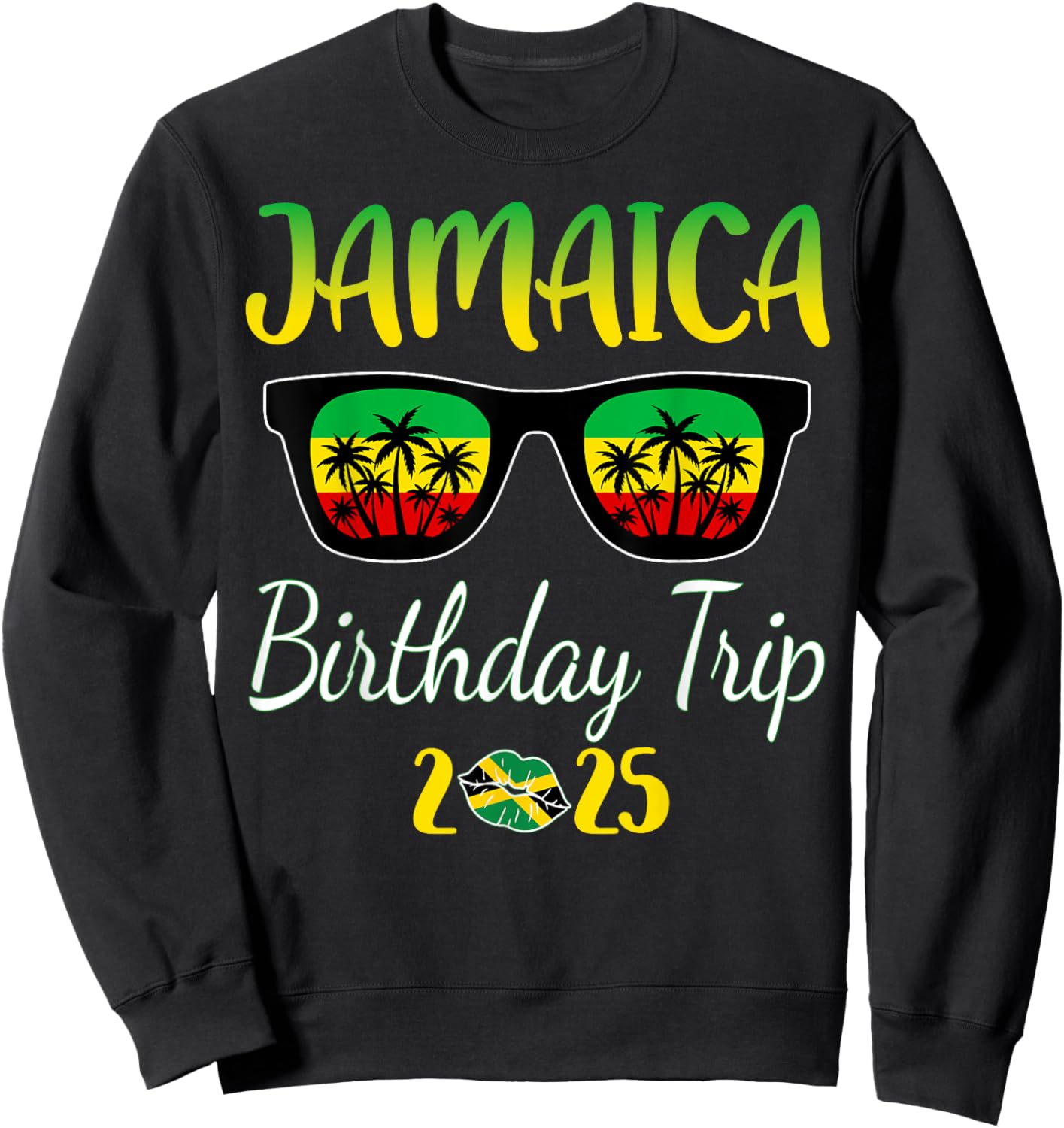 Jamaica Birthday Trip 2025 Funny Family Matching Sweatshirt - Sweatshirt | Black