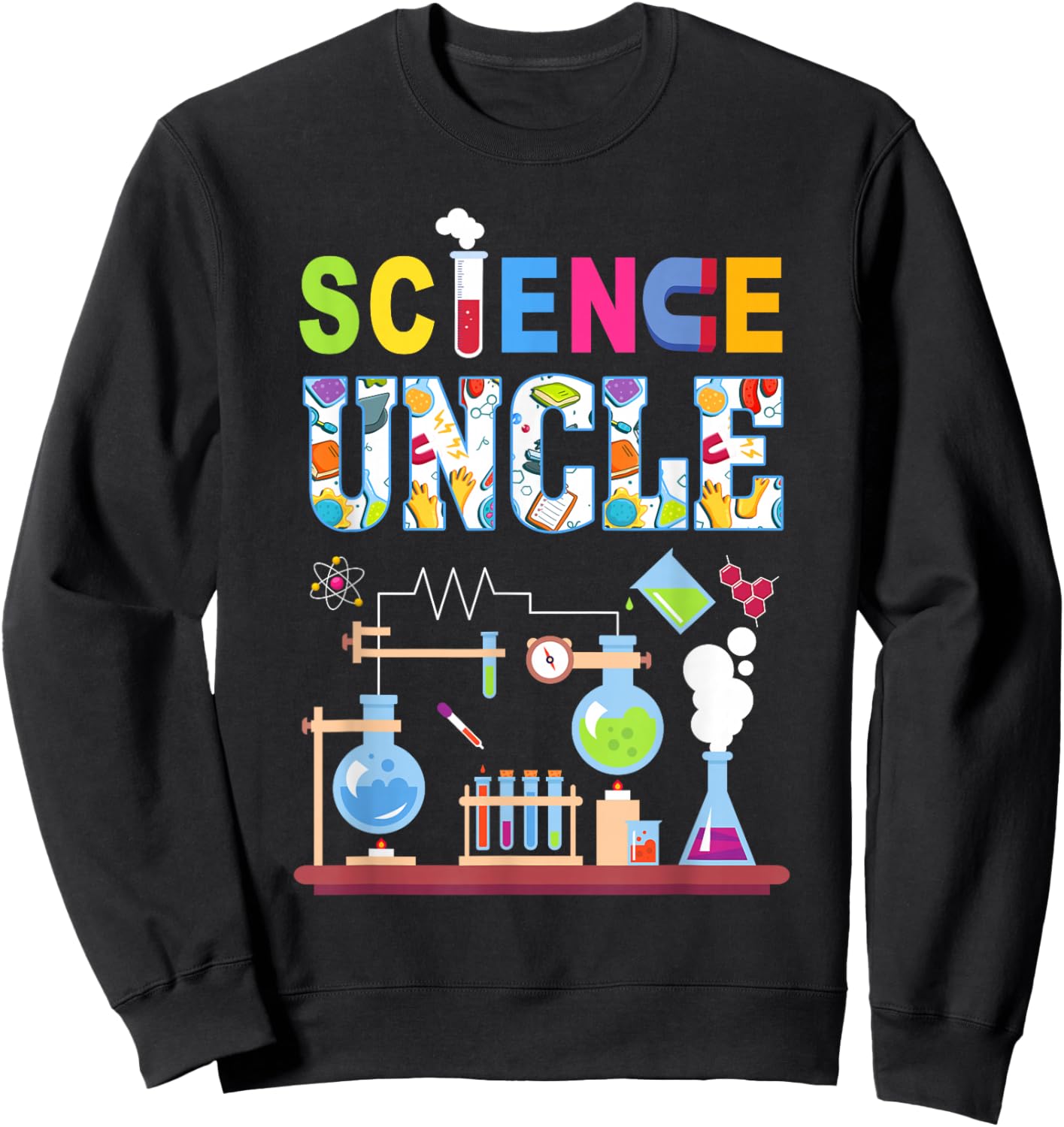 Science Uncle Family Science Birthday Party Matching Sweatshirt - Sweatshirt | Black