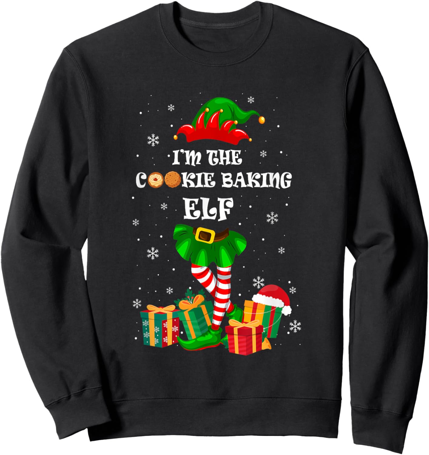The Cookie Baking Elf Christmas Matching Family Pastry Chef Sweatshirt - Sweatshirt | Black