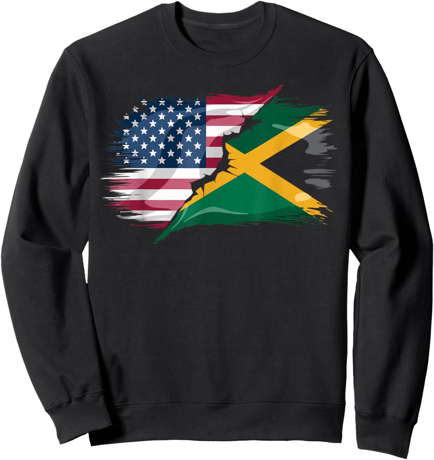Half American Half Jamaican USA Flag Jamaica America Sweatshirt - Sweatshirt | Black