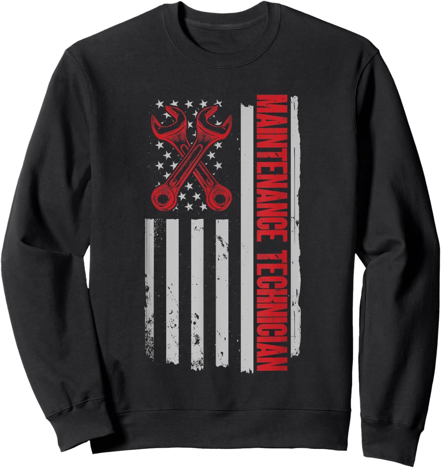 Maintenance Worker American Flag Maintenance Technician Sweatshirt - Sweatshirt | Black
