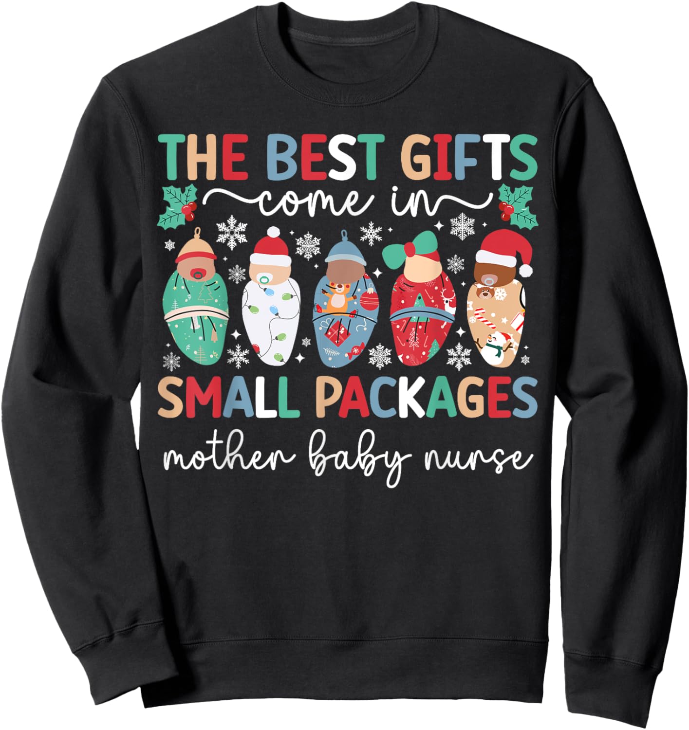 Small Packages Mother Baby Nurse Christmas Mom Baby Nurse Sweatshirt - Sweatshirt | Black