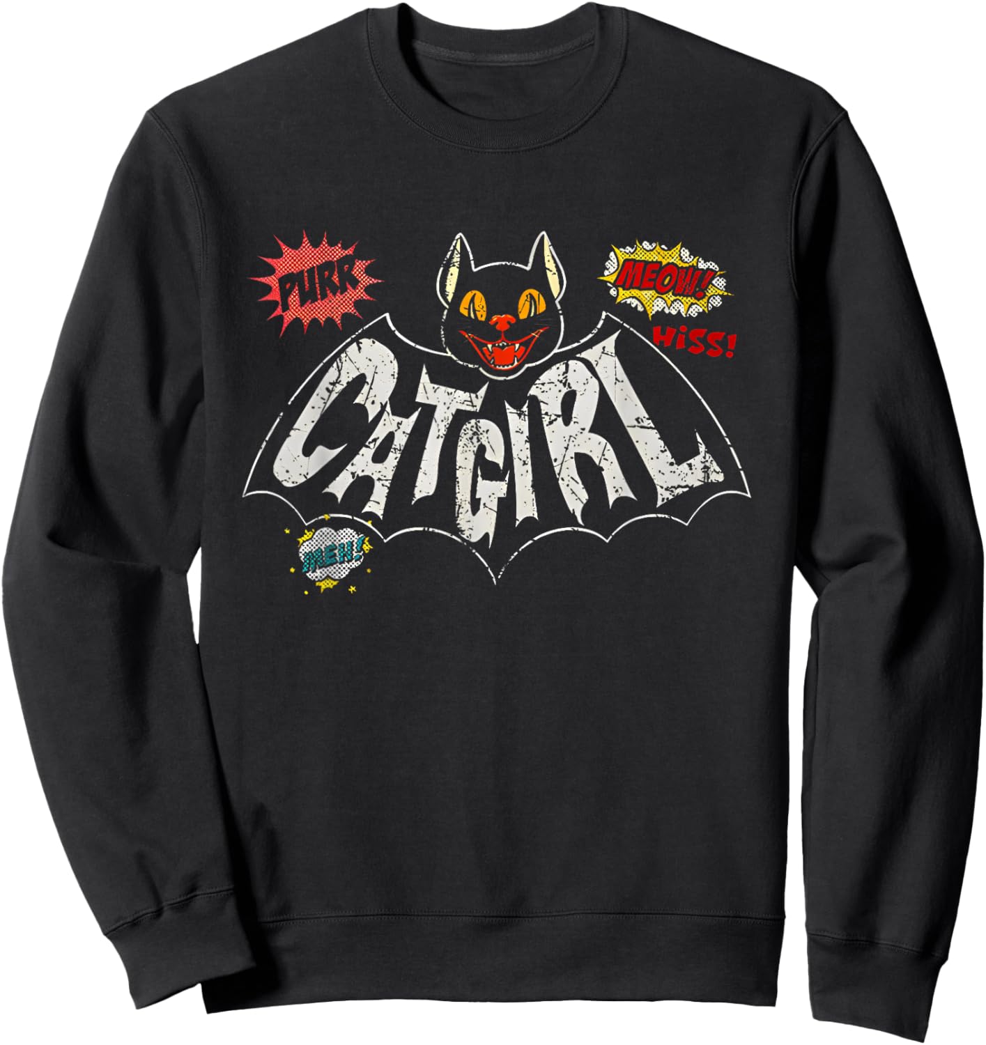 Funny Trending Shirt Catgirl Vintage Rockabilly - -Adults, Black, Small, Short Sleeve, , Polyester, , Novelty Sweatshirt - Sweatshirt | Black