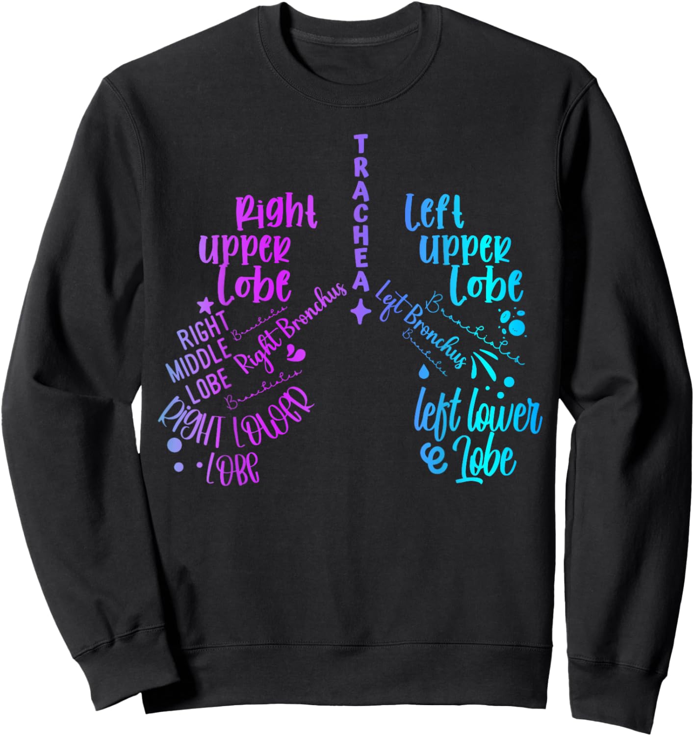 Lung Anatomy Tie Dye Pulmonologist Respiratory Therapist Sweatshirt - Sweatshirt | Black