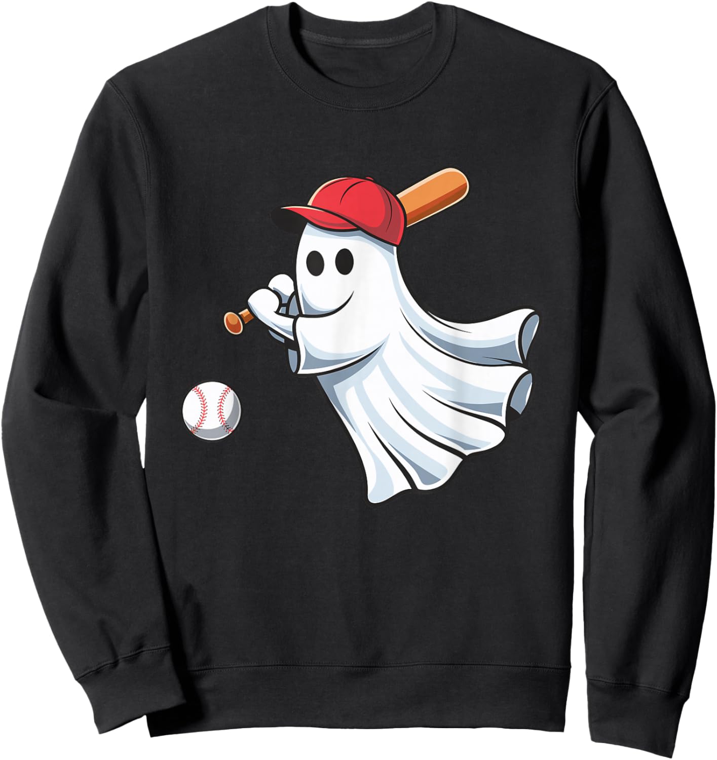 Ghost Playing Baseball Halloween Costume for Boys Kids Sweatshirt - Sweatshirt | Black