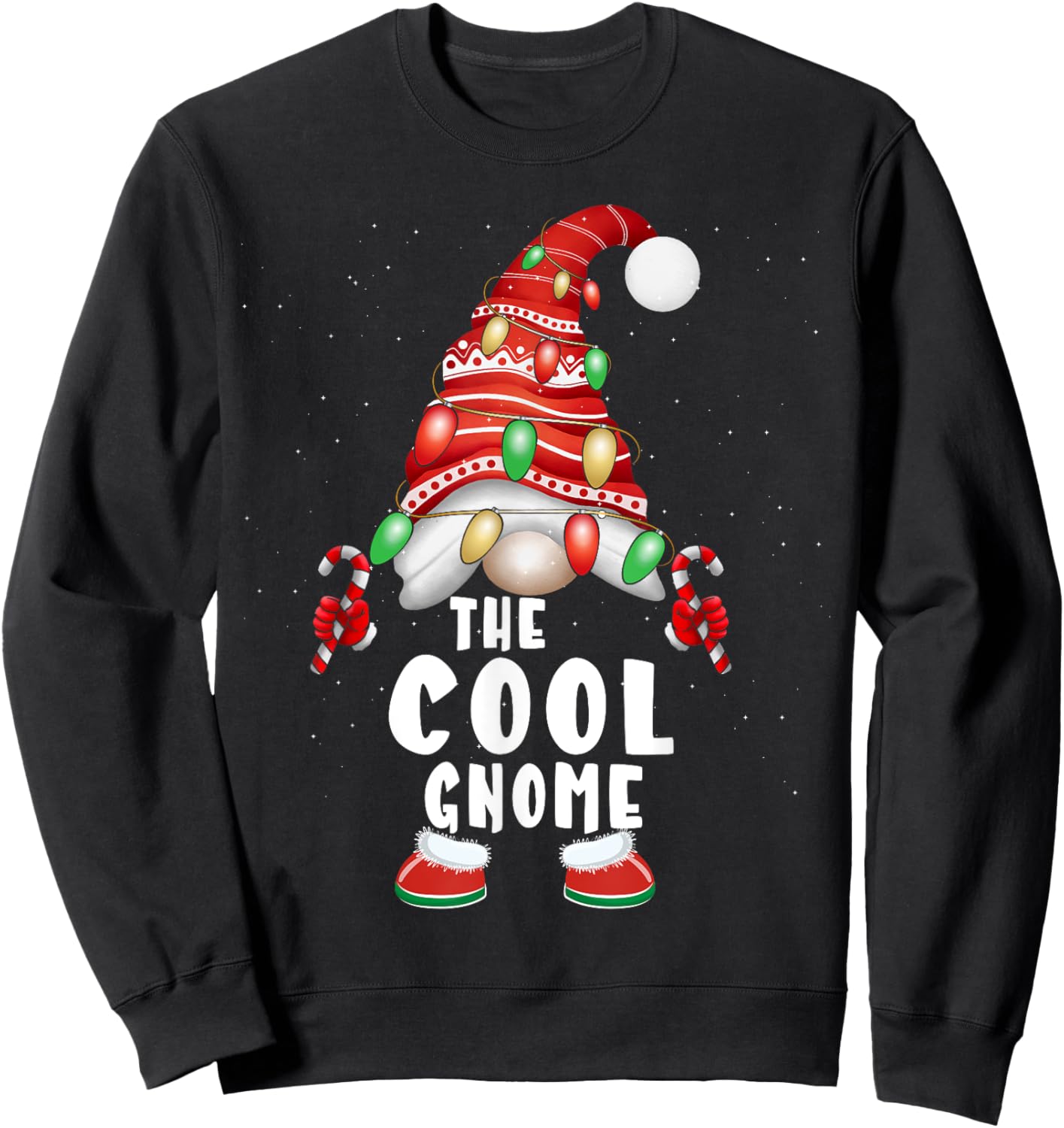 Cool Gnome Buffalo Plaid Matching Family Christmas Sweatshirt - Sweatshirt | Black