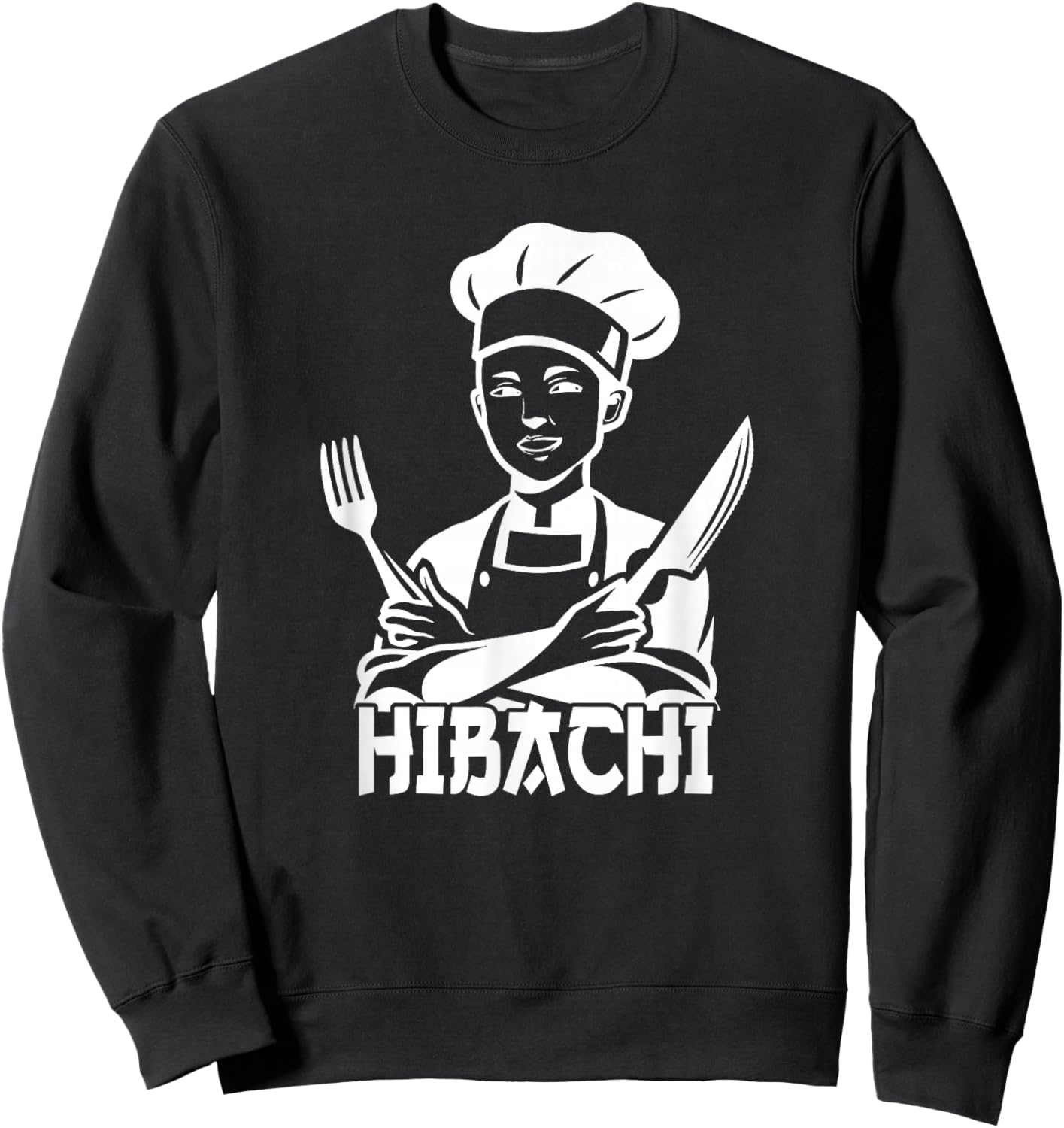 Hibachi Chef Knife Fork Culinary Art Sweatshirt - Sweatshirt | Black