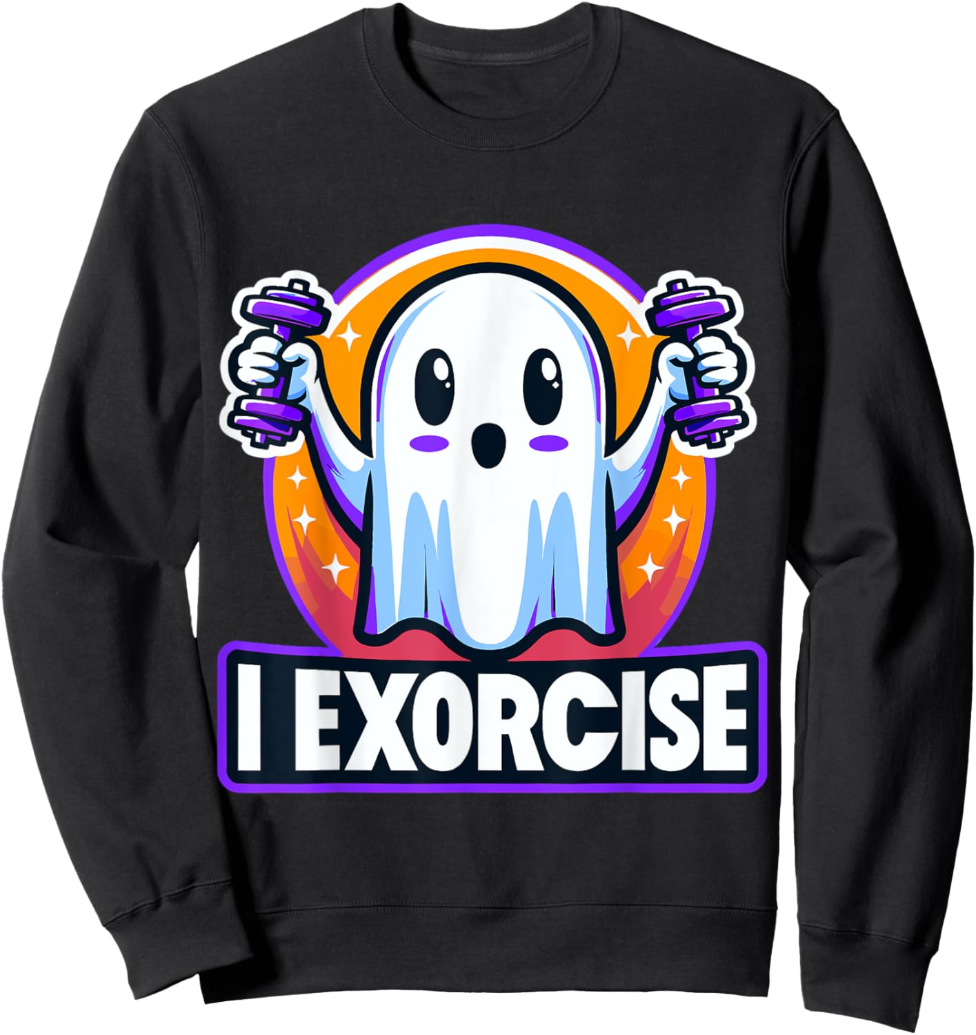 Halloween Gym Fitness Ghost I Exorcise Sweatshirt - Sweatshirt | Black