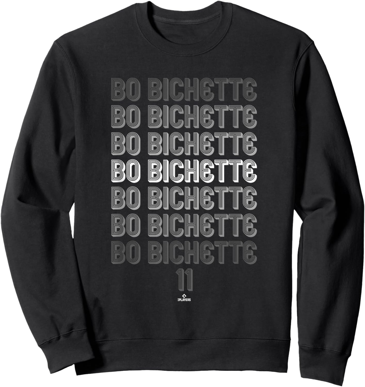 Retro Repeating Text Bo Bichette Toronto Baseball MLBPA Sweatshirt - Sweatshirt | Black