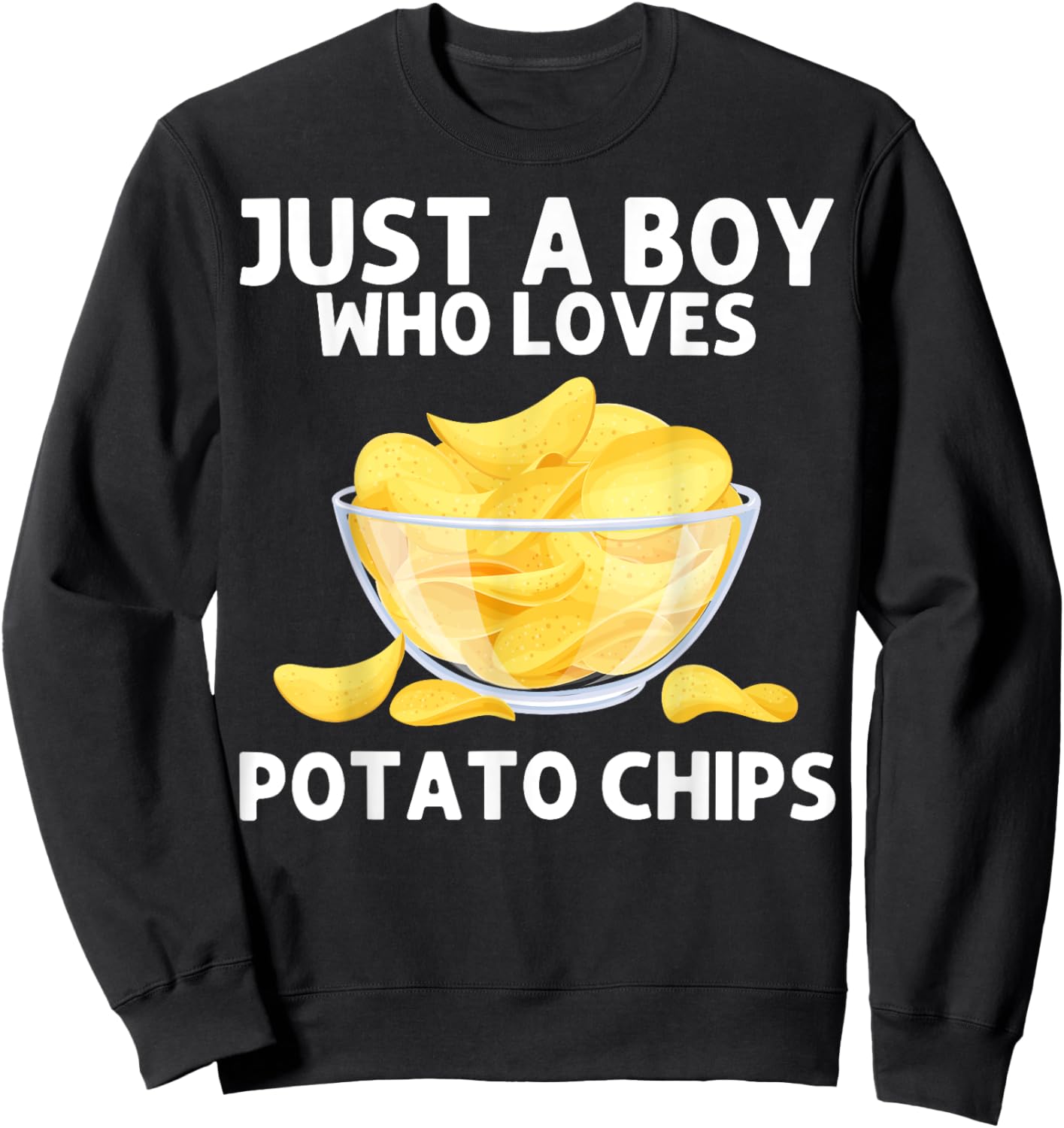 Funny Potato Chips Art Boys Kids Bag Of Chips Lover Sweatshirt - Sweatshirt | Black