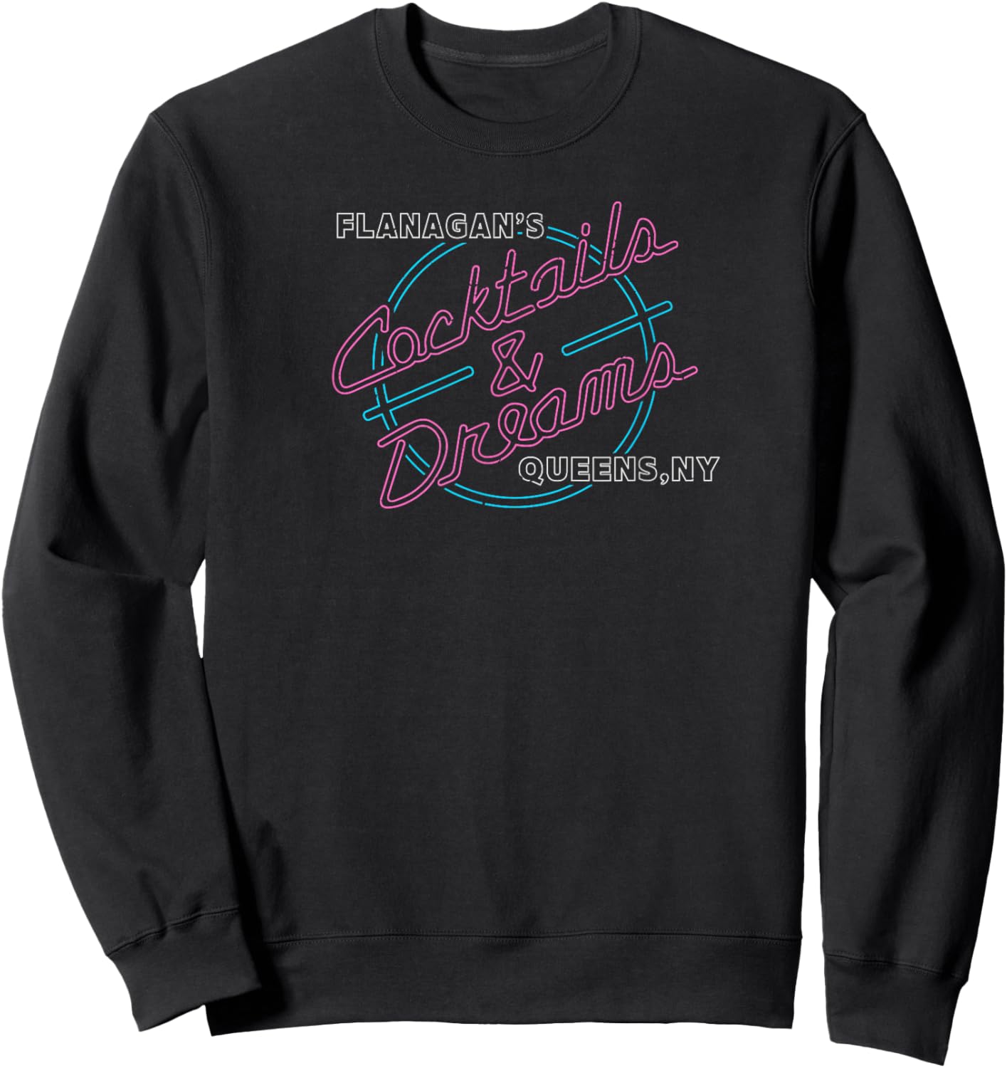 Cocktail Retro 80s Funny Neon Bar Graphic Sweatshirt - Sweatshirt | Black