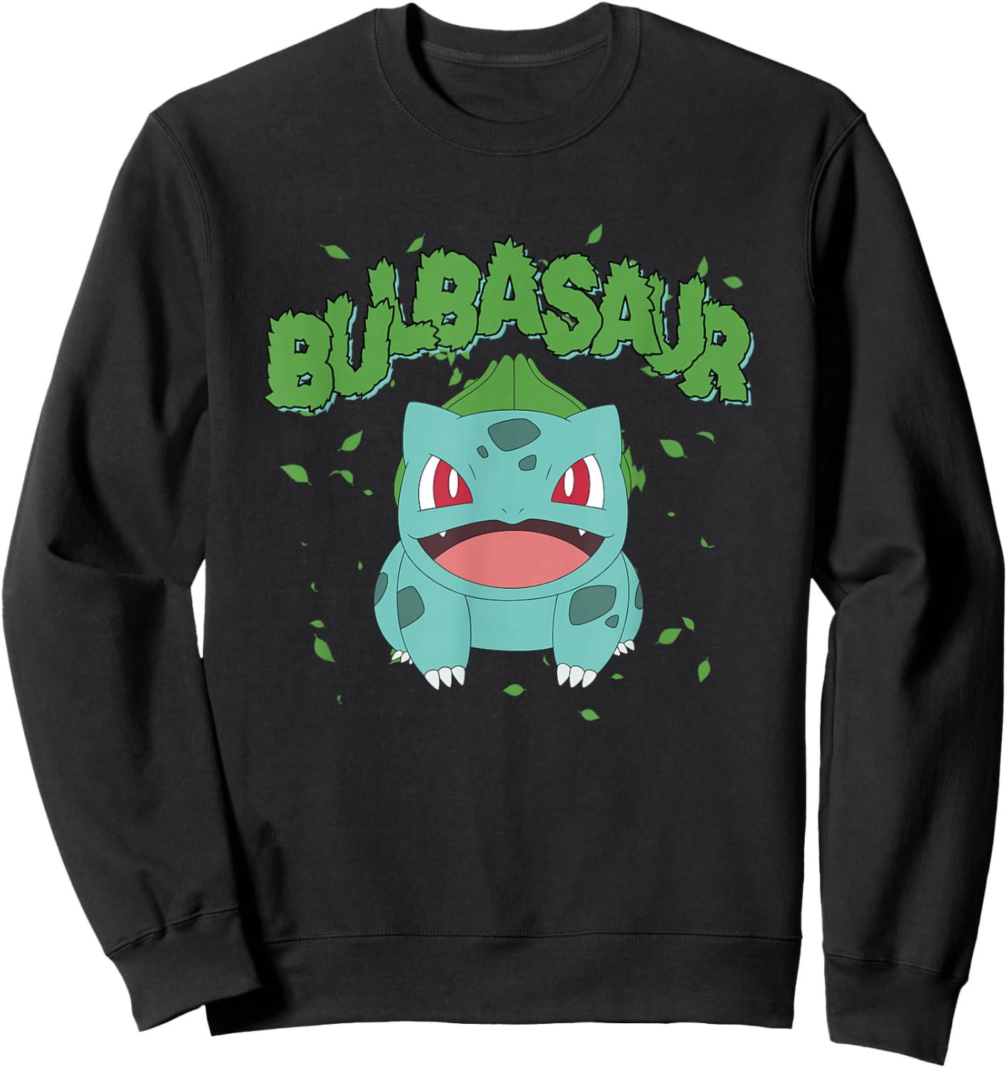 Pokémon Epic Bulbasaur Smiling Grass Type Big Chest Poster Sweatshirt - Sweatshirt | Black