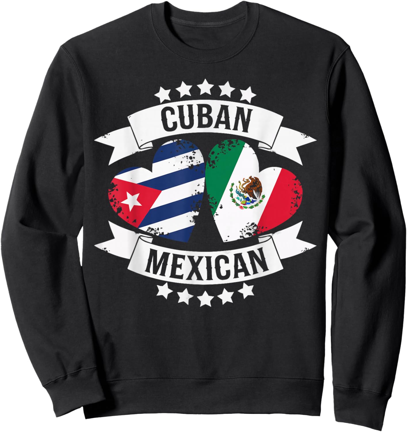 Half Cuban Half Mexican Country Mexico Flag Cuba Sweatshirt - Sweatshirt | Black
