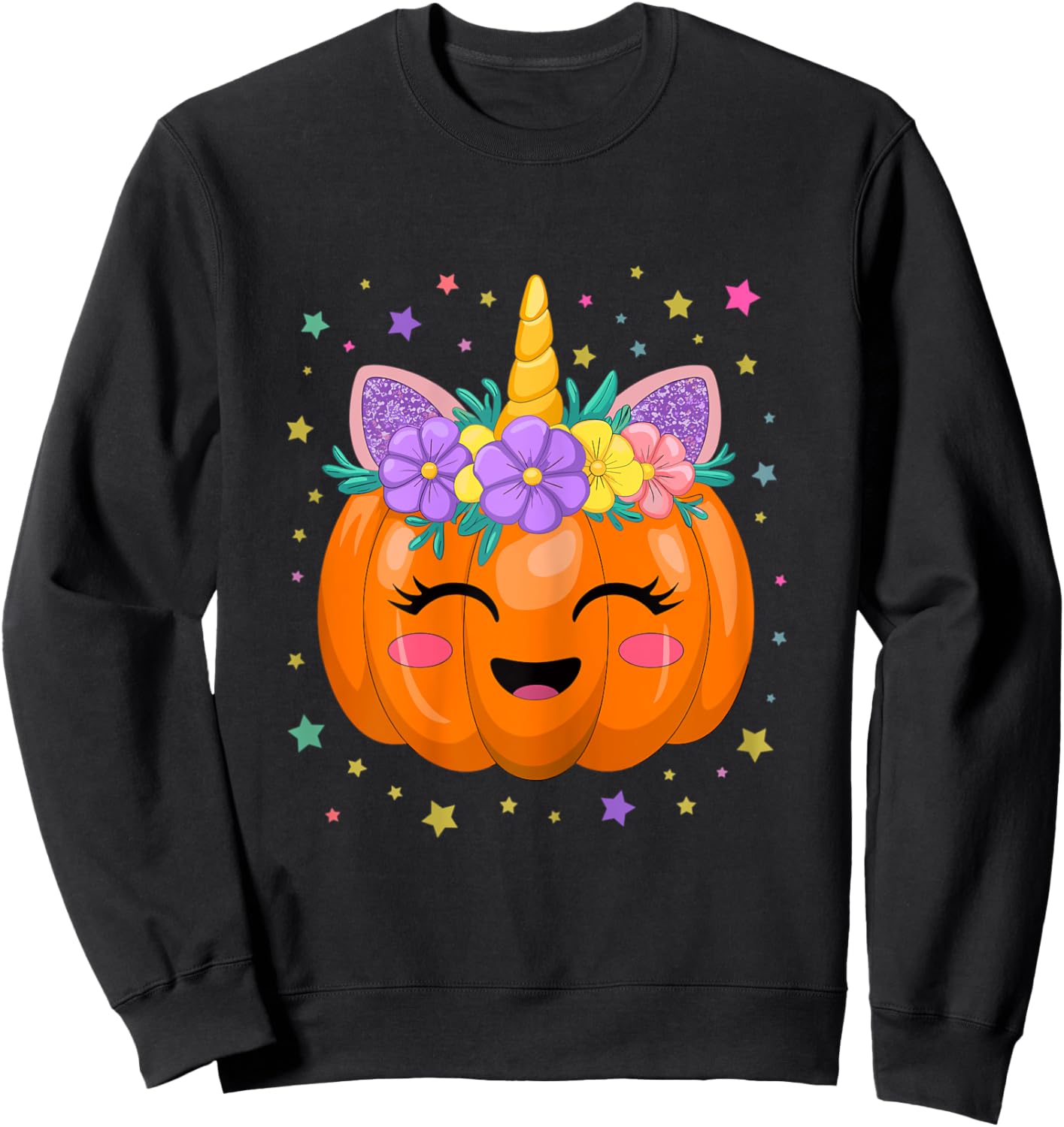 Unicorn Pumpkin Girl Halloween Costume Sweatshirt - Sweatshirt | Black