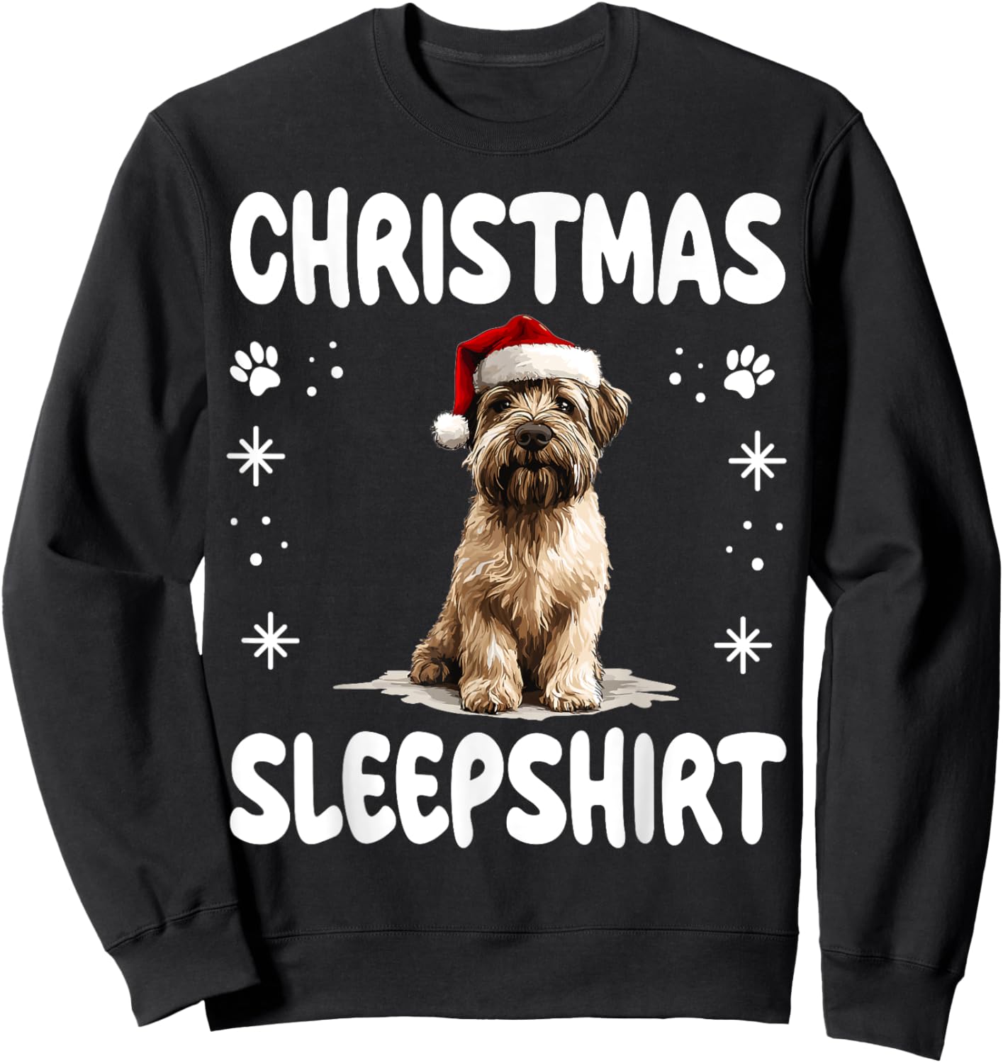 Soft Coated Wheaten Terrier Dog Nightgown Pajama Christmas Sweatshirt - Sweatshirt | Black