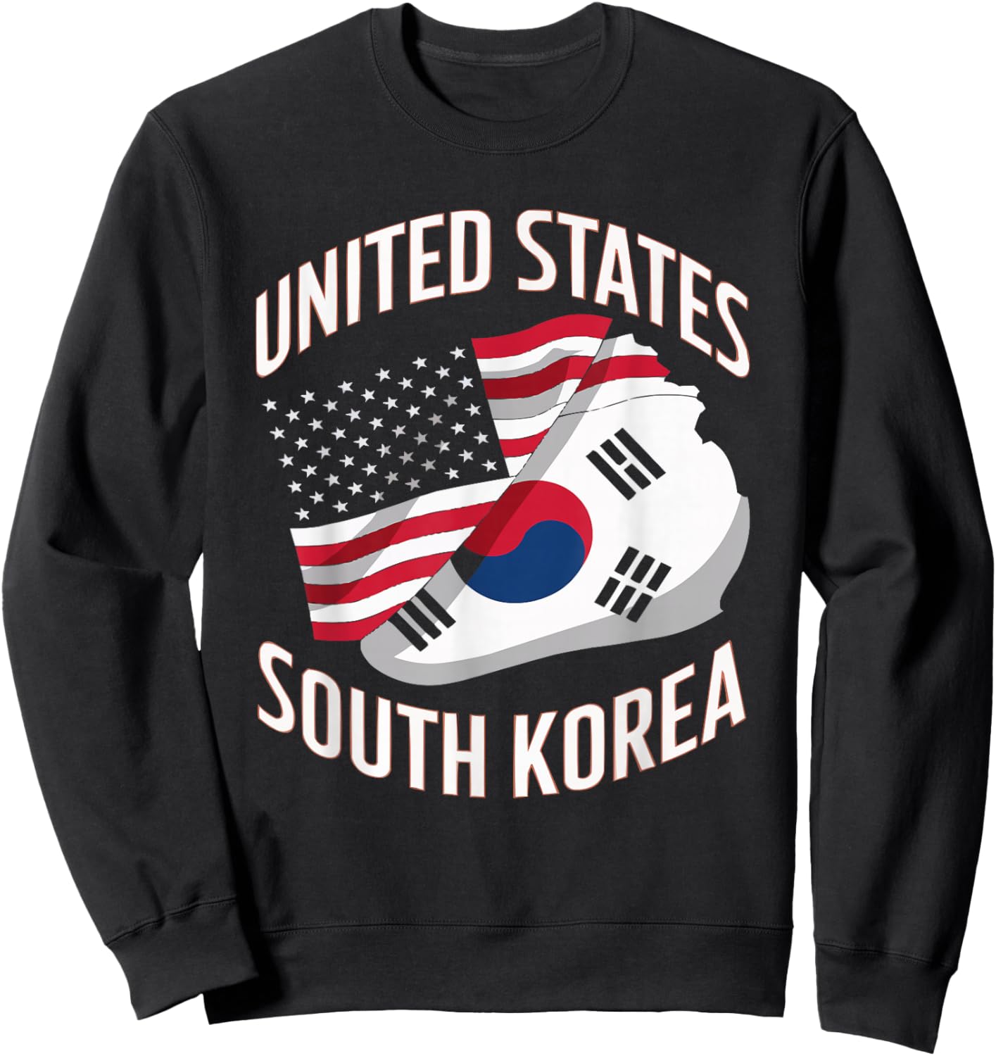 Half American Half Korean USA Flag South Korea America Sweatshirt - Sweatshirt | Black