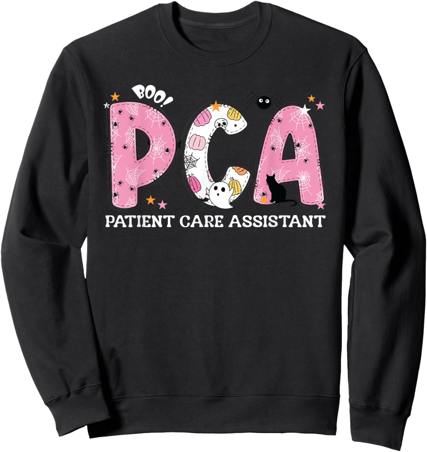 PCA Ghost Halloween Spooky Pumpkin Patient Care Assistant Sweatshirt - Sweatshirt | Black
