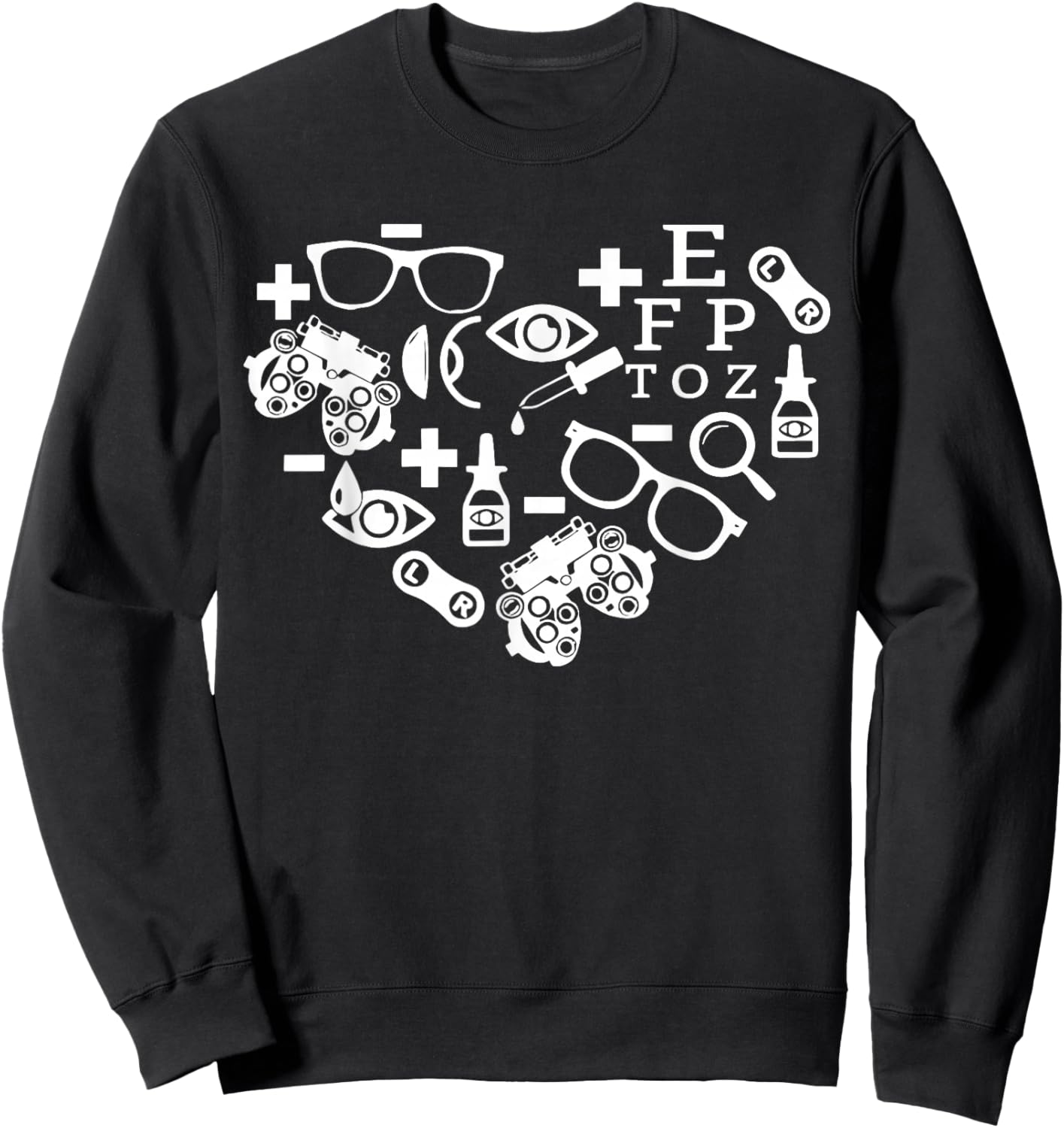 Optometry Heart Optician Ophthalmologist Ophthalmic Tech Sweatshirt - Sweatshirt | Black
