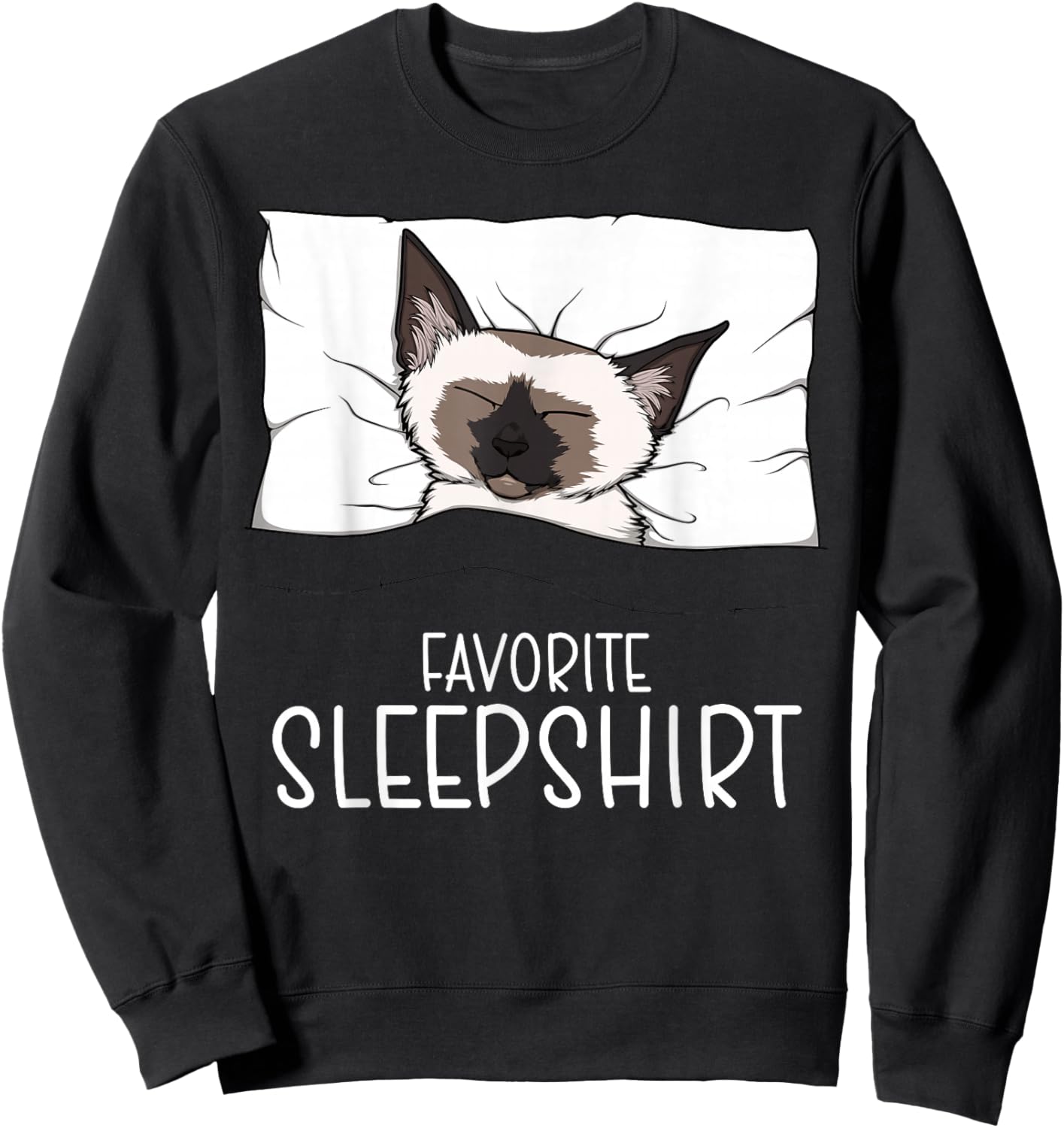Favorite Sleepshirt Siamese Cat, Napping Meezer Sweatshirt - Sweatshirt | Black
