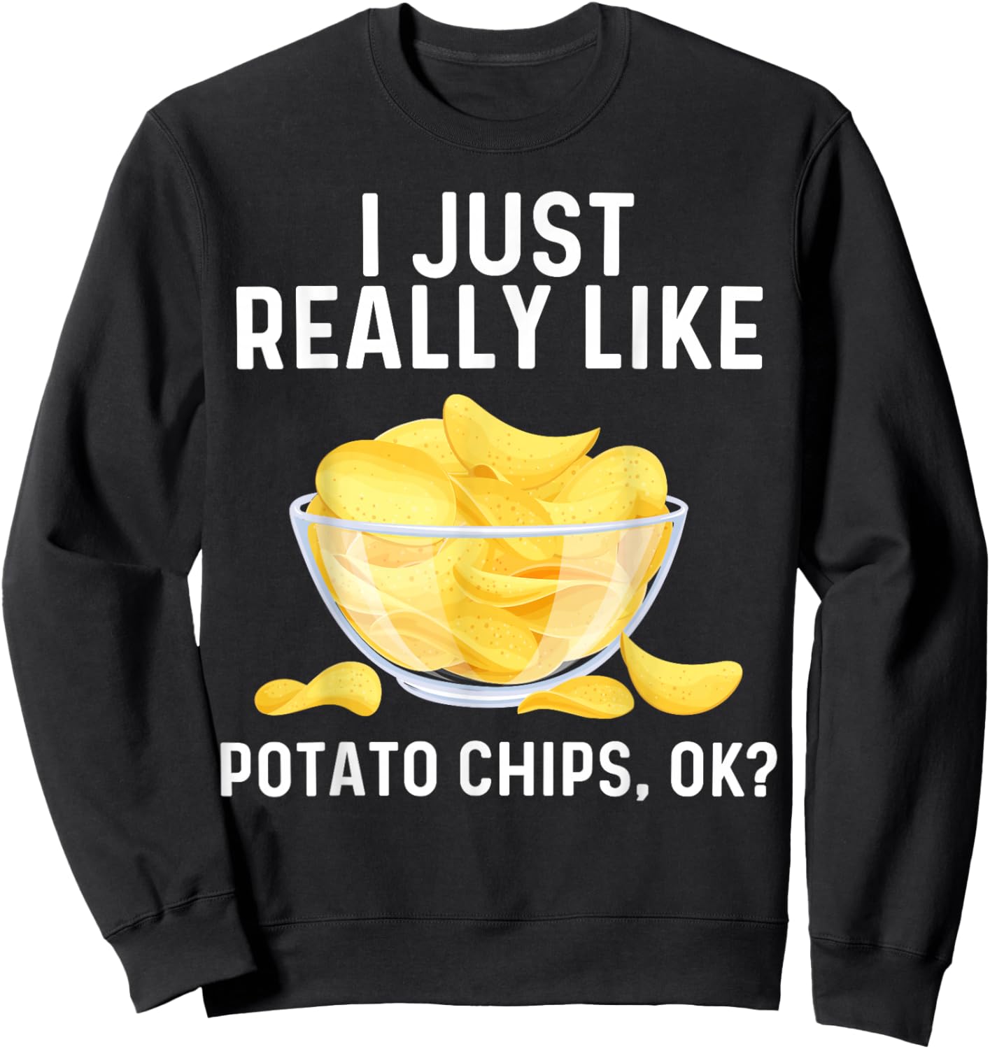 Funny Potato Chips Art Women Kids Bag Of Chips Lover Sweatshirt - Sweatshirt | Black
