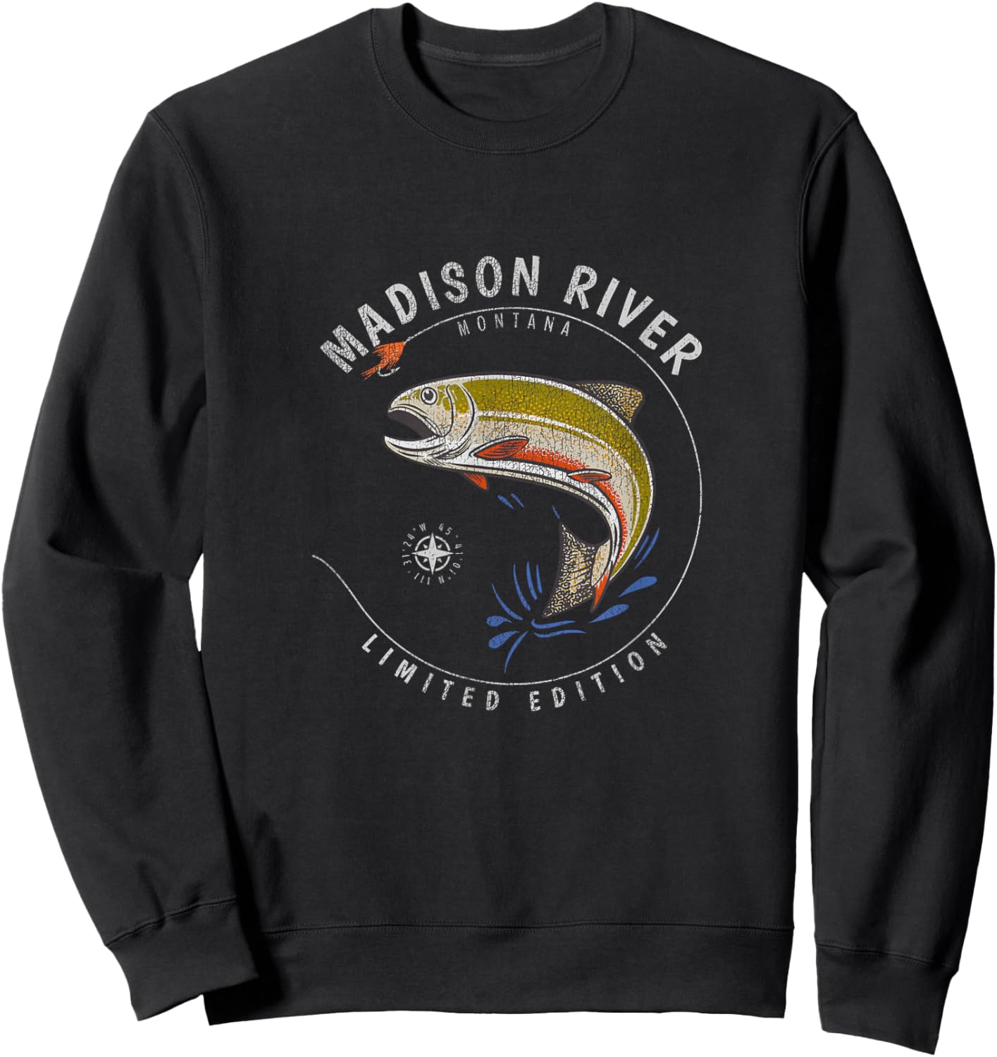 Madison River Trout Fly Fishing Souvenir Madison River Sweatshirt - Sweatshirt | Black