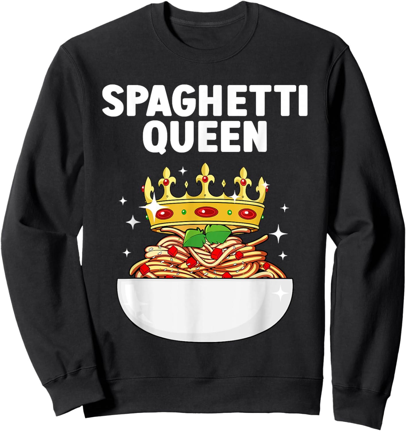 Cool Spaghetti Art Girls Italian Food Pasta Lover Sweatshirt - Sweatshirt | Black
