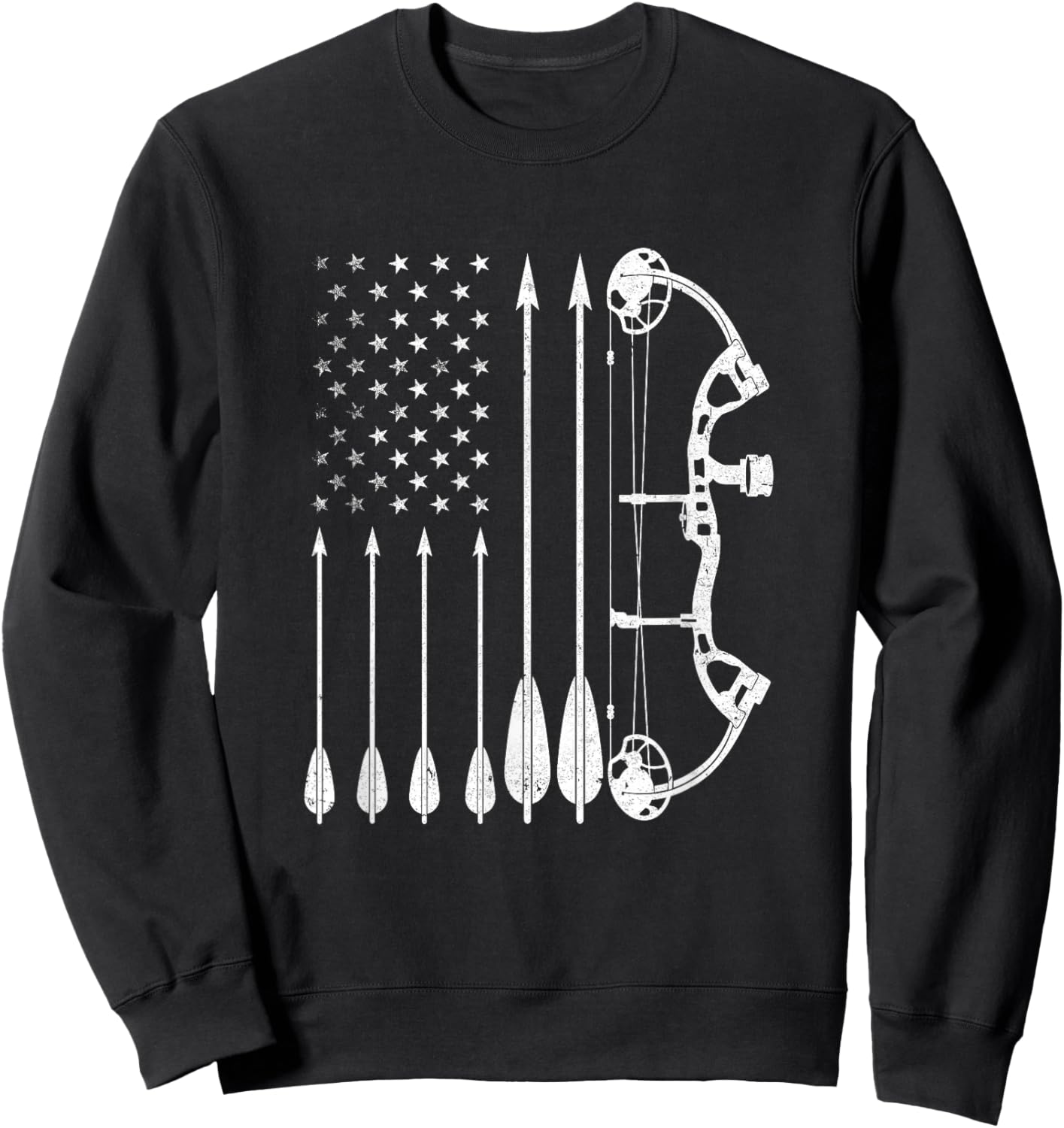 American Flag Bowhunting Bow Archery For Deer Hunter Hunting Sweatshirt - Sweatshirt | Black