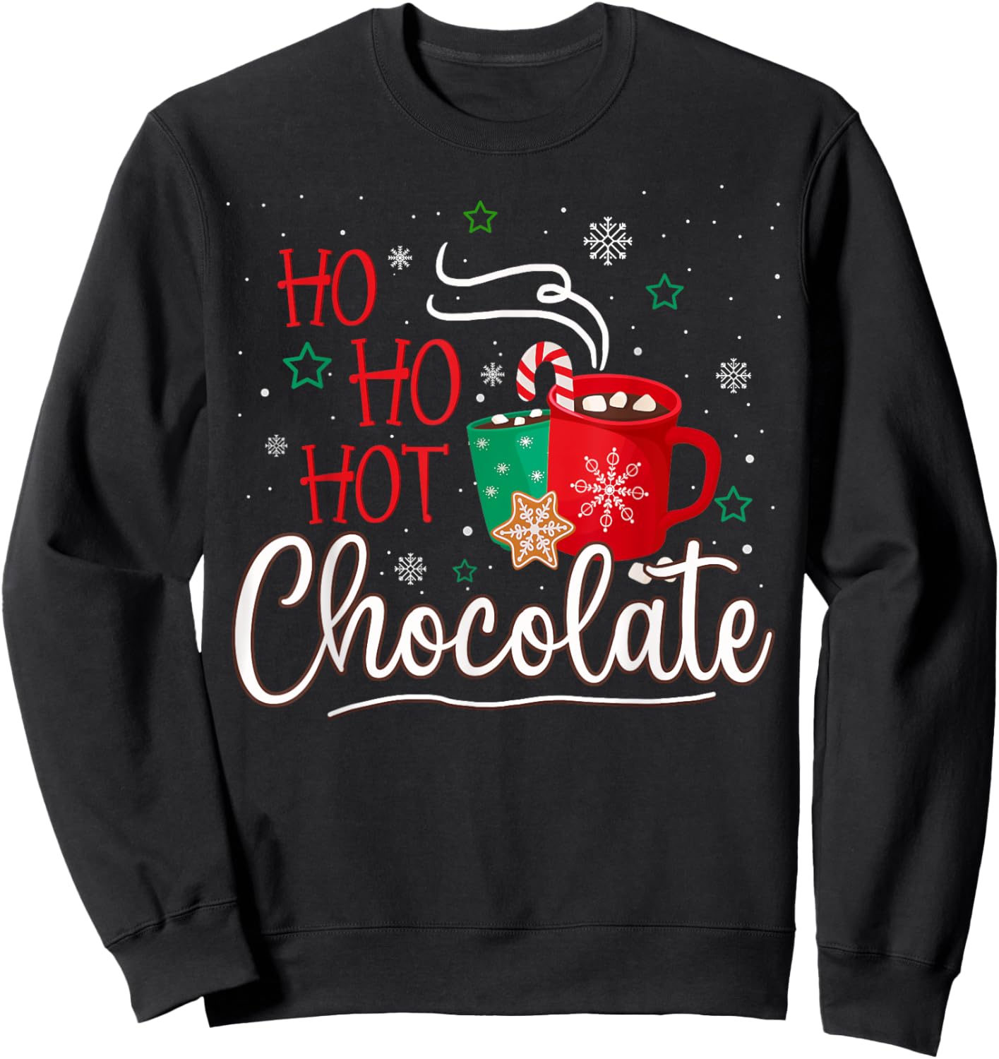 Christmas Mugs Cocoa Lover Ho Ho Hot Chocolate Ugly Sweater Sweatshirt - Sweatshirt | Black