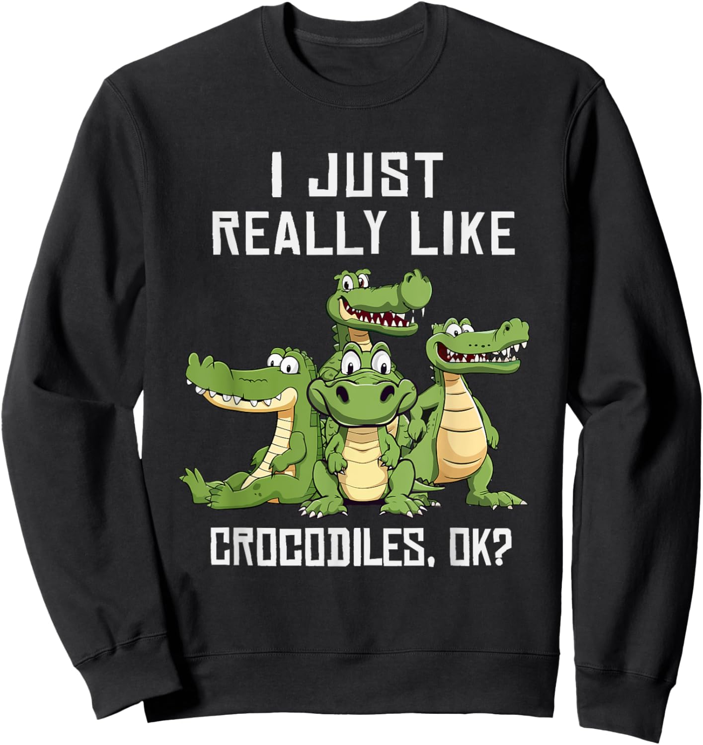 Crocodile Lover Women Alligator Kids Cute Crocodiles Sweatshirt - Sweatshirt | Black