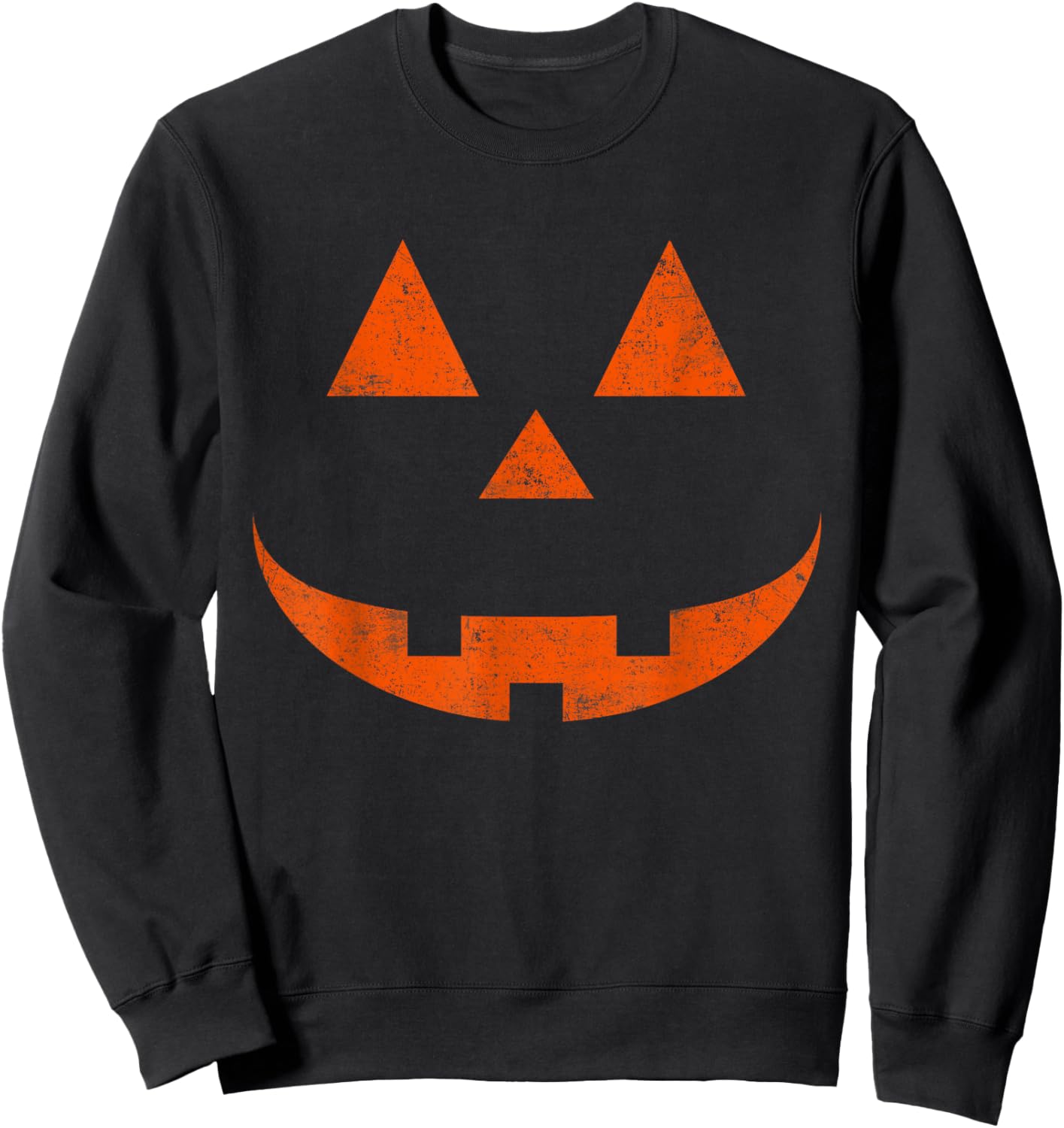 Vintage Pumpkin Face Jackolantern Jack O Lantern Halloween Sweatshirt - Sweatshirt | Black