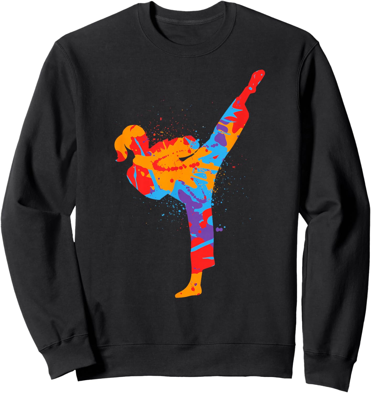 Karate Girl Colorful Martial Arts Kids Women Girls Taekwondo Sweatshirt - Sweatshirt | Black