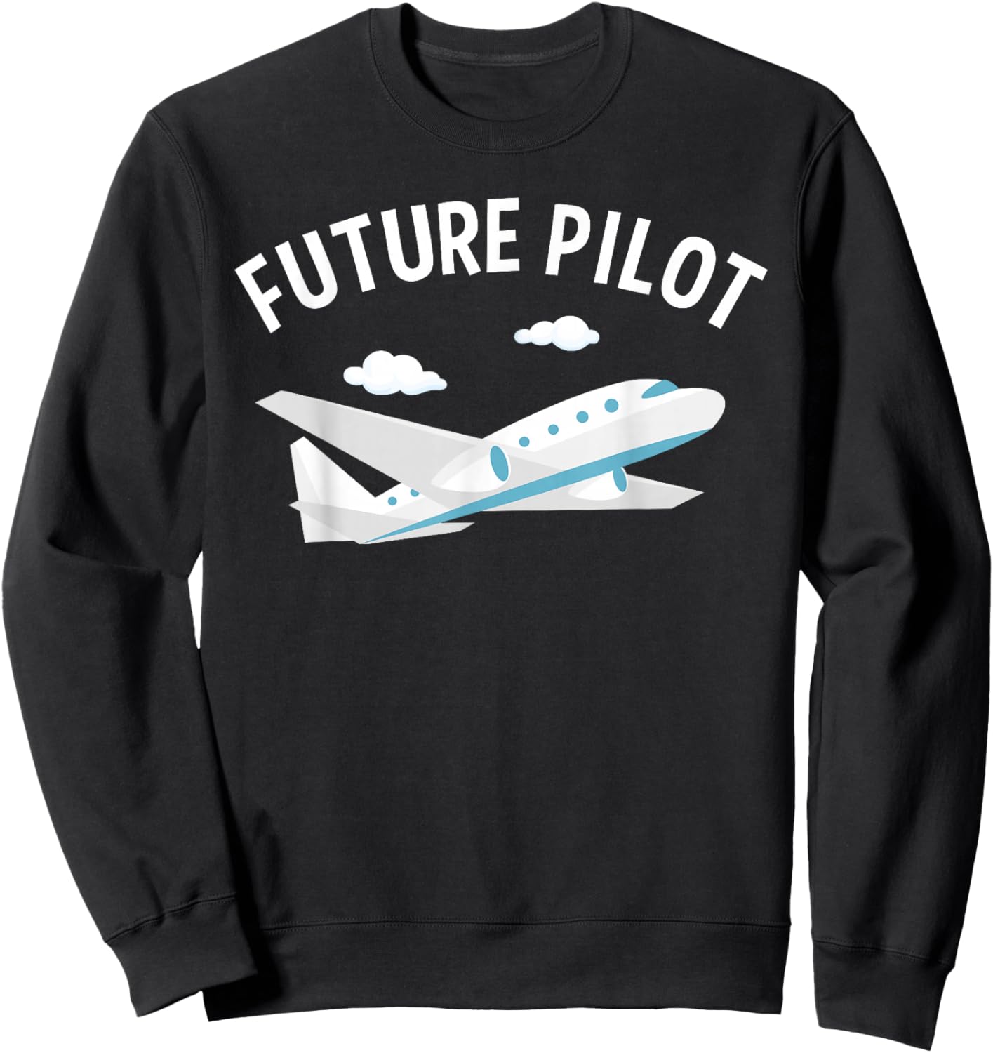 Future Pilot Art Women Kids Aviation Airplane Pilot Sweatshirt - Sweatshirt | Black