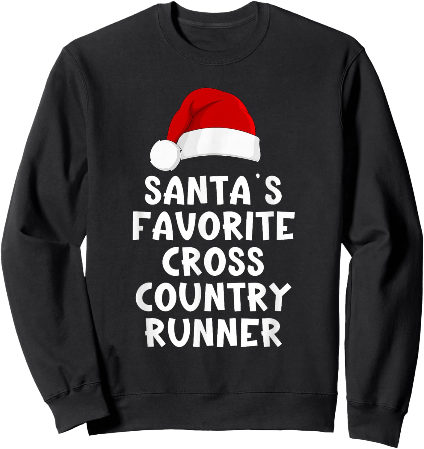 Christmas Santa's Favorite Cross Country Runner Funny Pajama Sweatshirt - Sweatshirt | Black