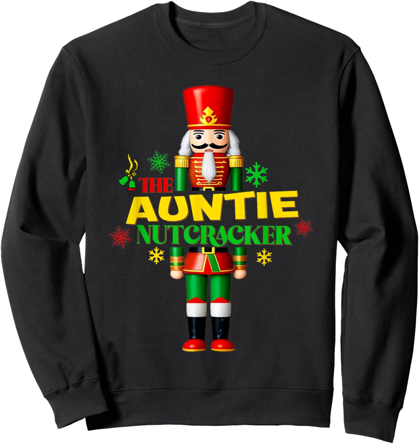 Funny Auntie Nutcracker Christmas PJ Aunt Matching Family Sweatshirt - Sweatshirt | Black