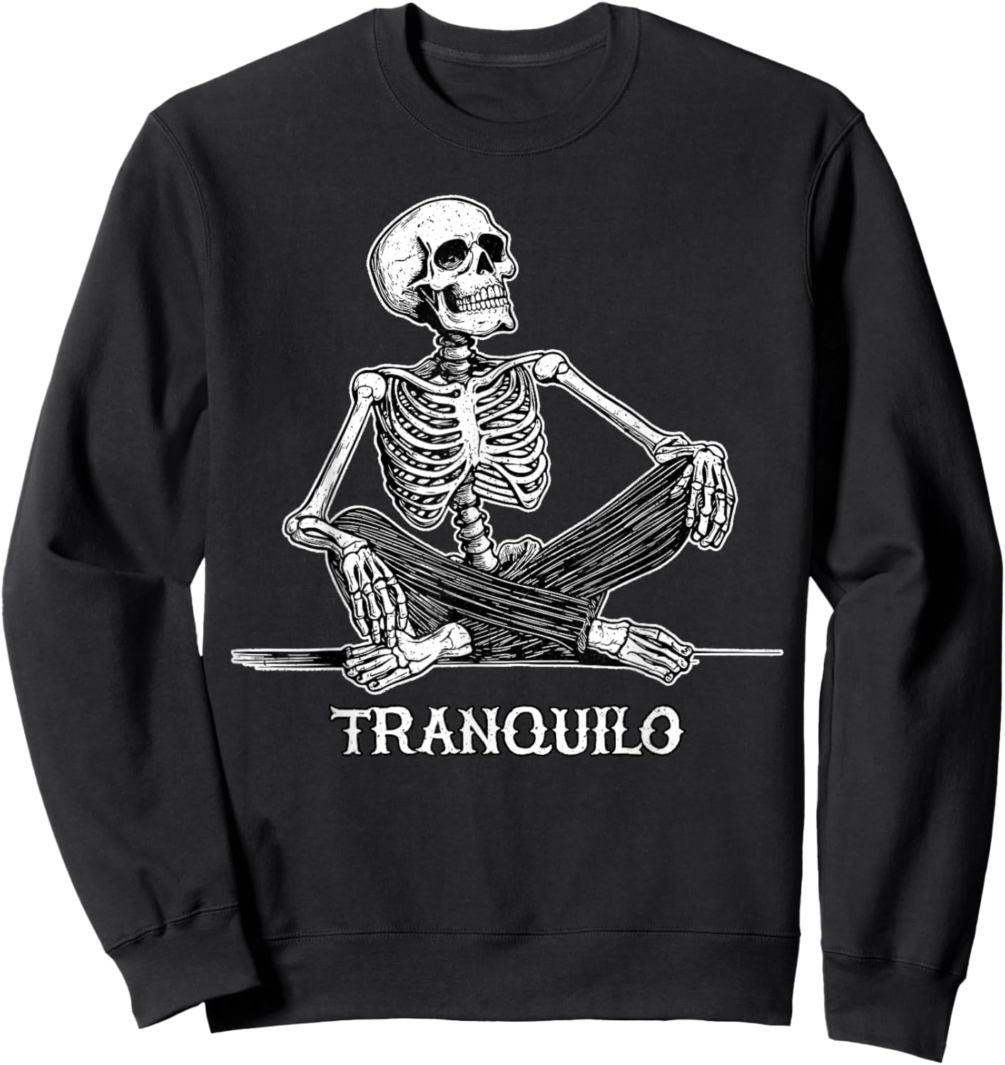 Calaca Tranquilo Relaxed Skeleton Design Sweatshirt - Sweatshirt | Black