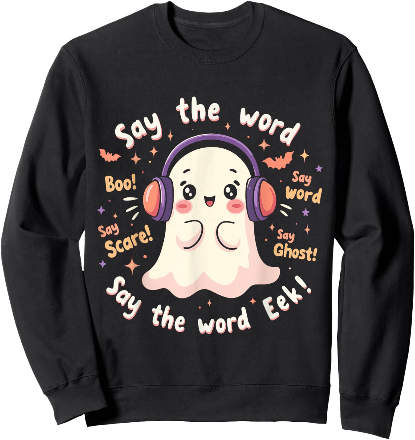 Halloween Audiologist Cute Ghost Spooky Audiology Sweatshirt - Sweatshirt | Black