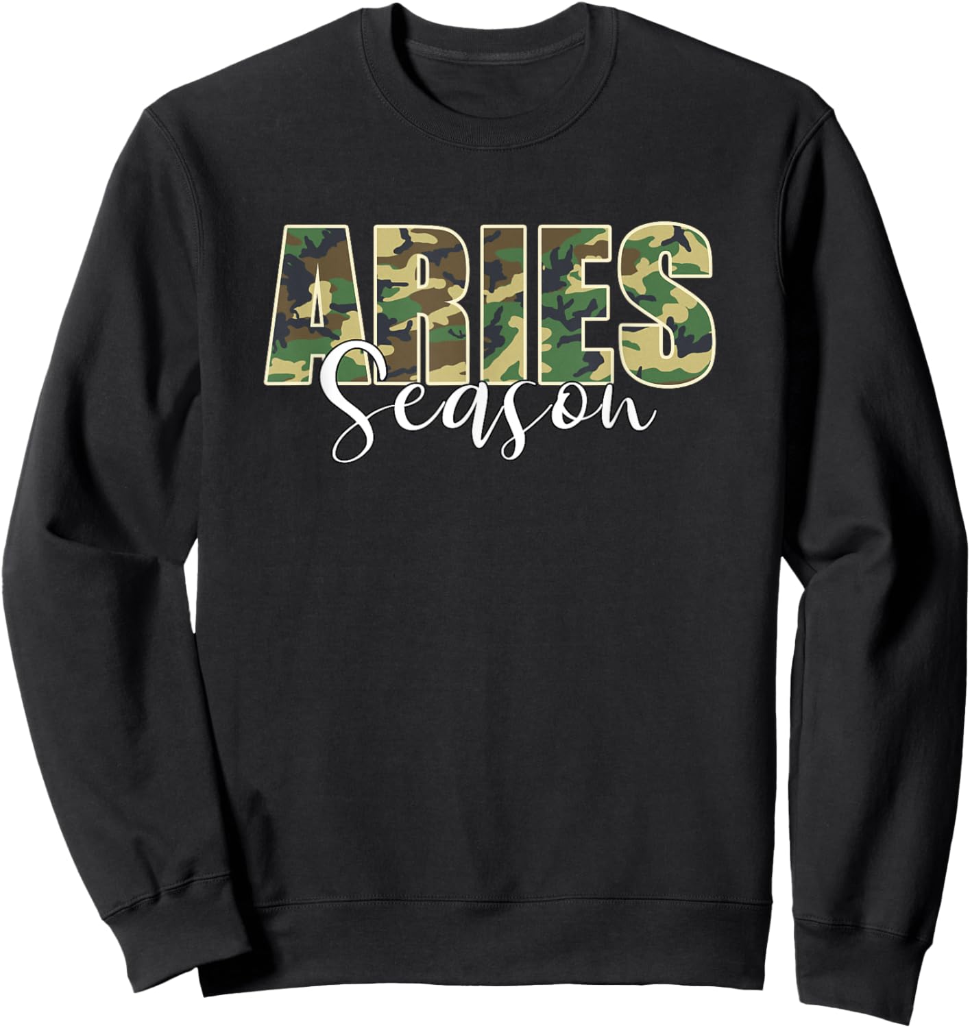Aries Season Zodiac Birthday Camo / Camouflage Sweatshirt - Sweatshirt | Black
