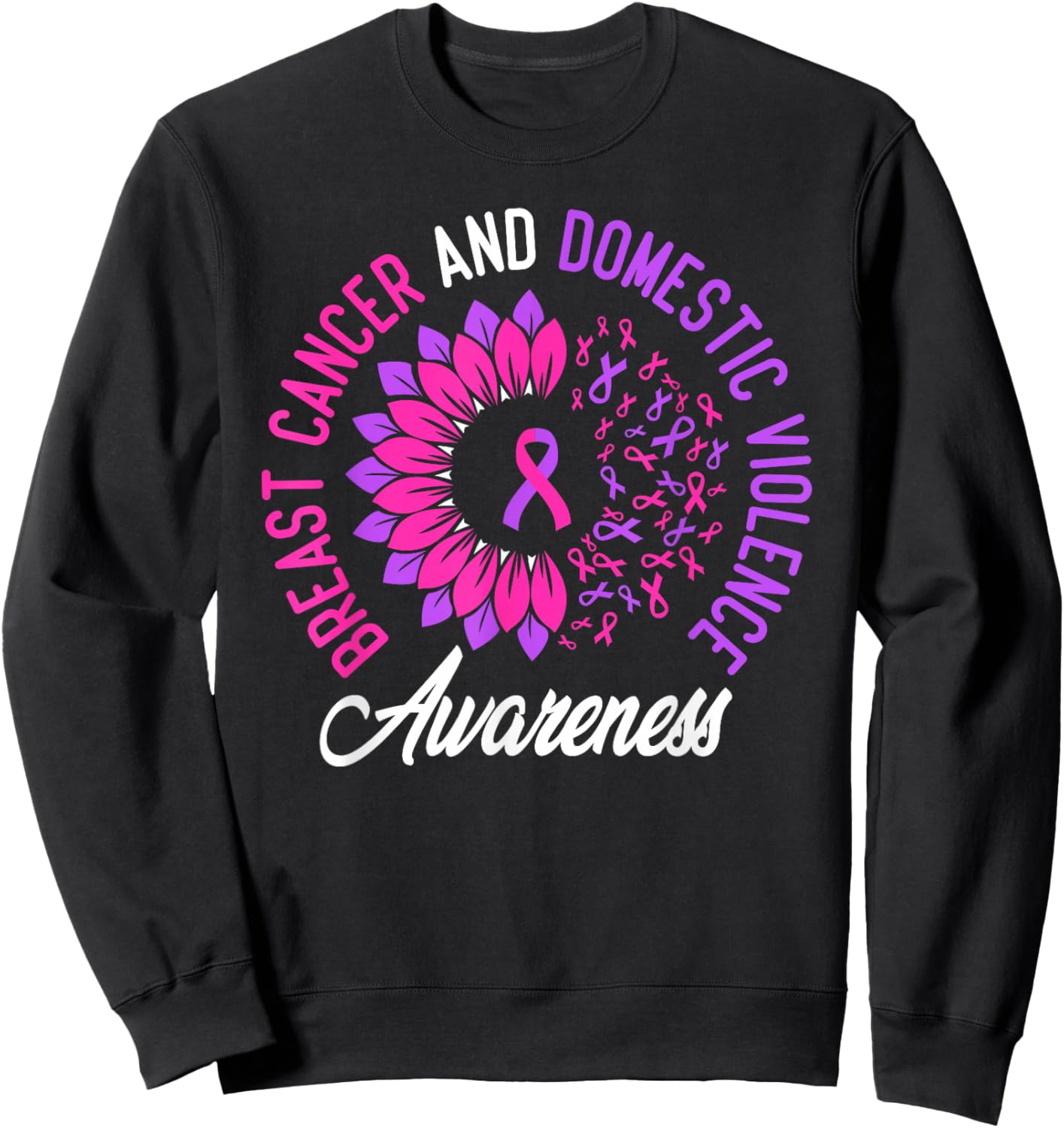 Domestic Violence and Breast Cancer Awareness Sunflower Sweatshirt - Sweatshirt | Black
