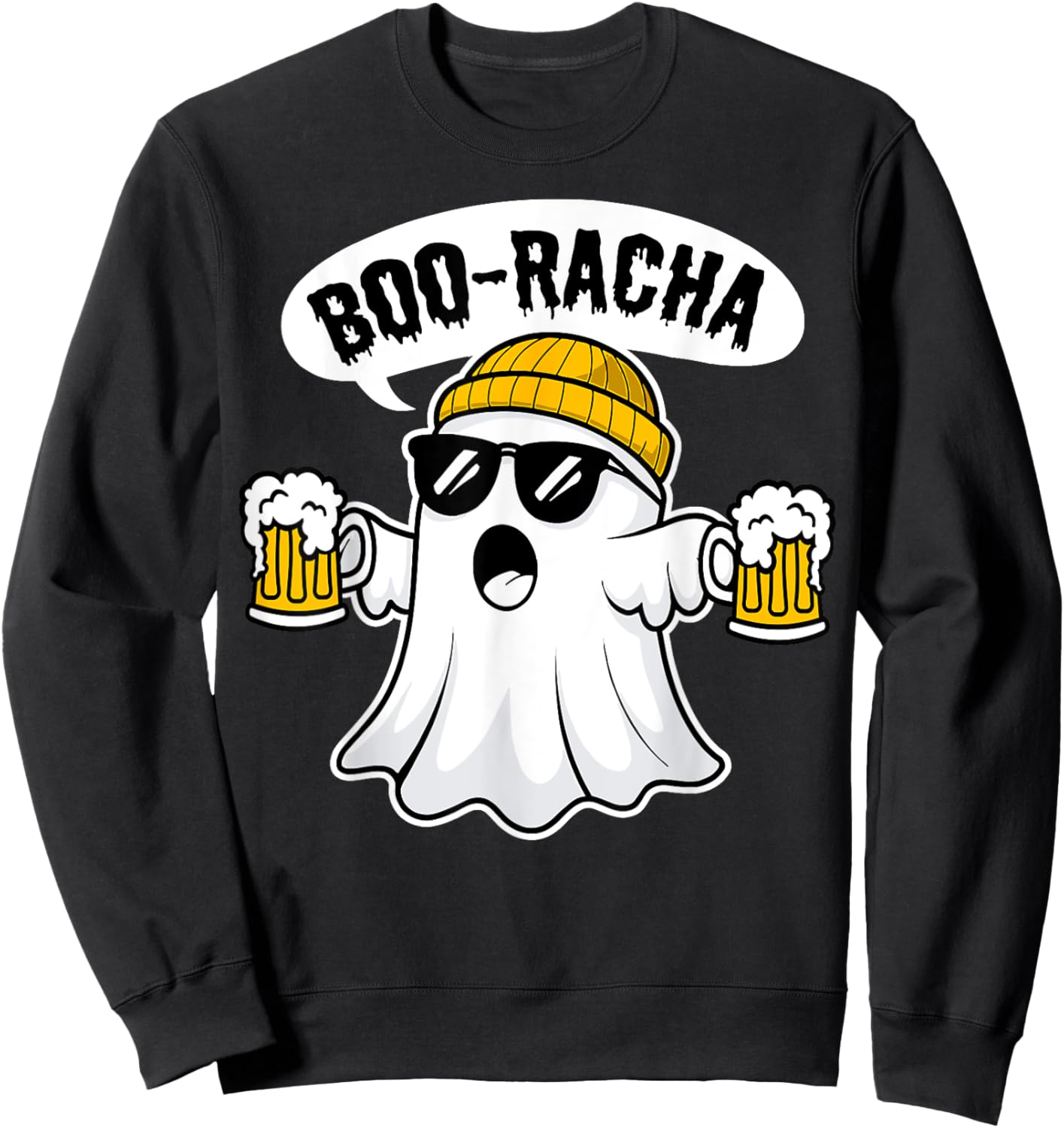 Boo-Racha Halloween Cute Ghost Boo Borracha Funny Men Women Sweatshirt - Sweatshirt | Black