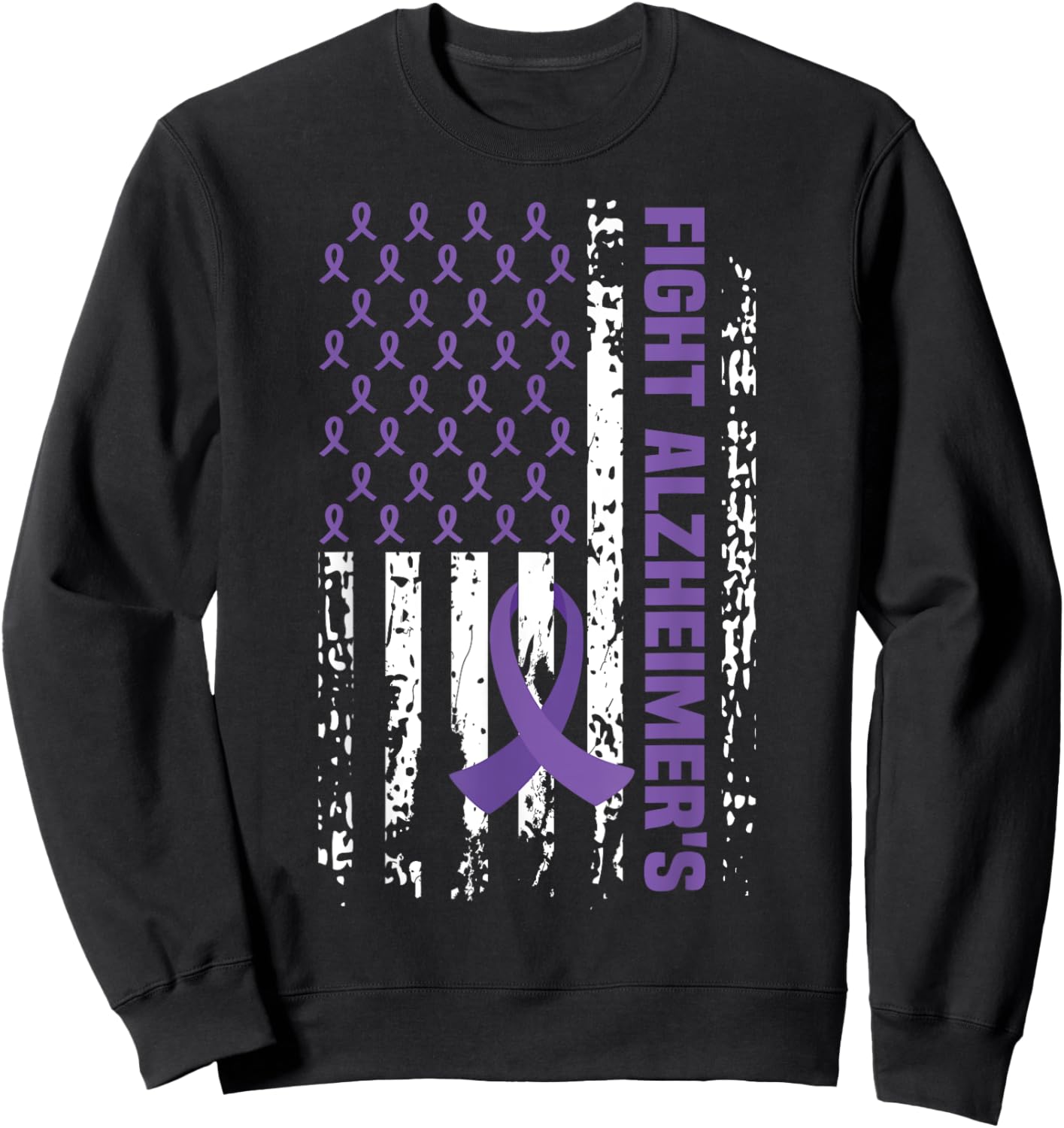End Alzheimer's Shirt Purple Ribbon Alzheimers Awareness Sweatshirt - Sweatshirt | Black