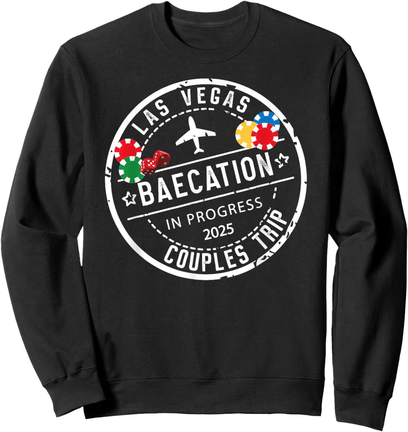 Funny Honeymoon Mode for Couple Anniversary Outfit Vegas Baecation 2025 Couples Trip Black Small Short Sleeve Sweatshirt - Sweatshirt | Black