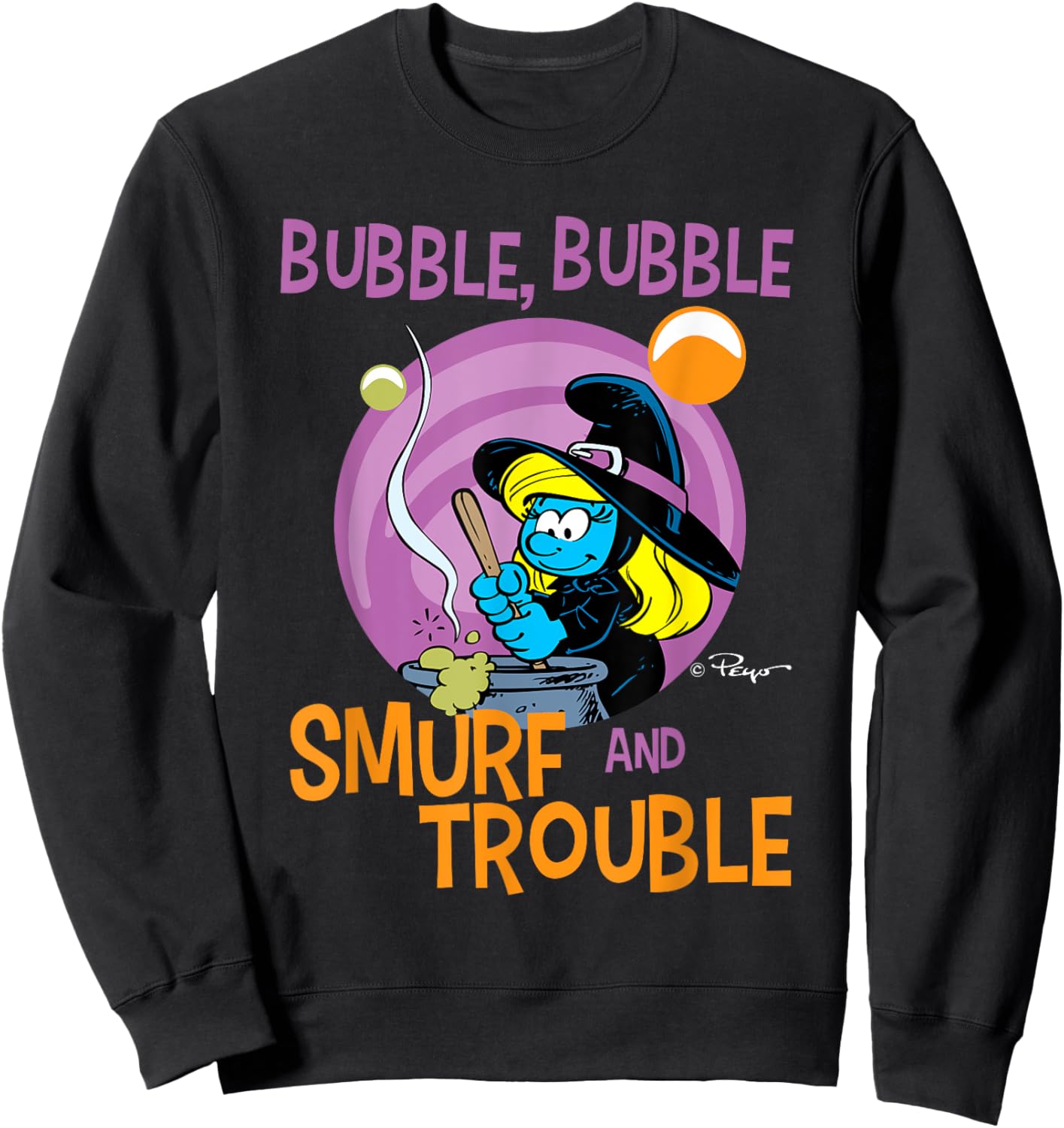 The Smurfs Bubble Bubble Smurf and Trouble Sweatshirt - Sweatshirt | Black