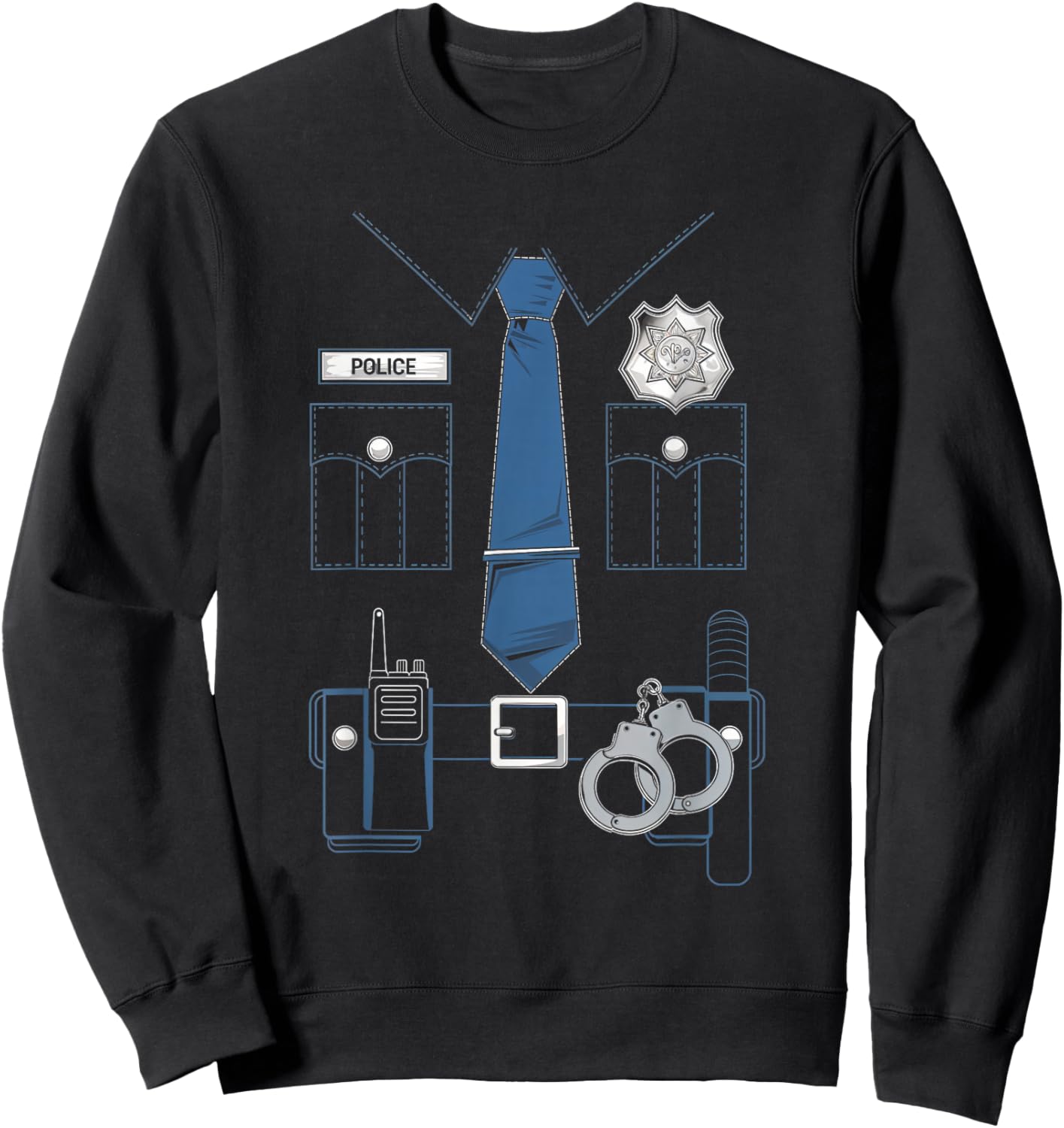 Police Design Officer Badge Uniform Law Enforcement Sweatshirt - Sweatshirt | Black