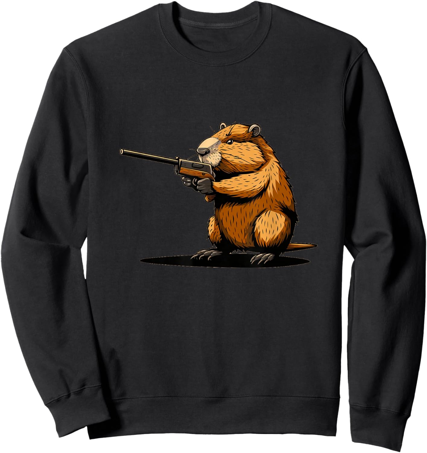 Cool Shotgun Beaver Outfit for Guns and Beavers Lovers Sweatshirt - Sweatshirt | Black
