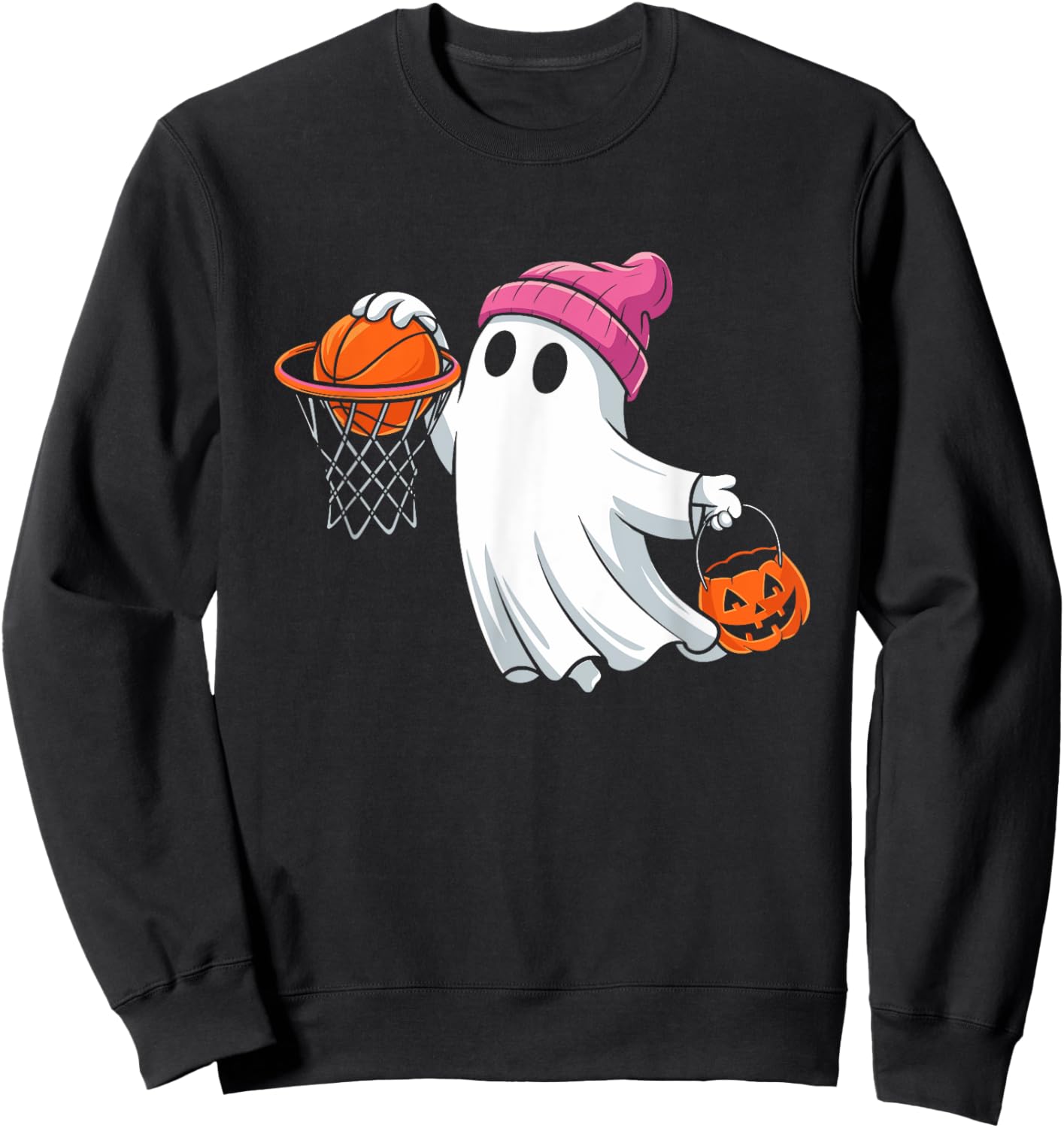 Ghost Playing Basketball Halloween Costume for Boys Kids Sweatshirt - Sweatshirt | Black