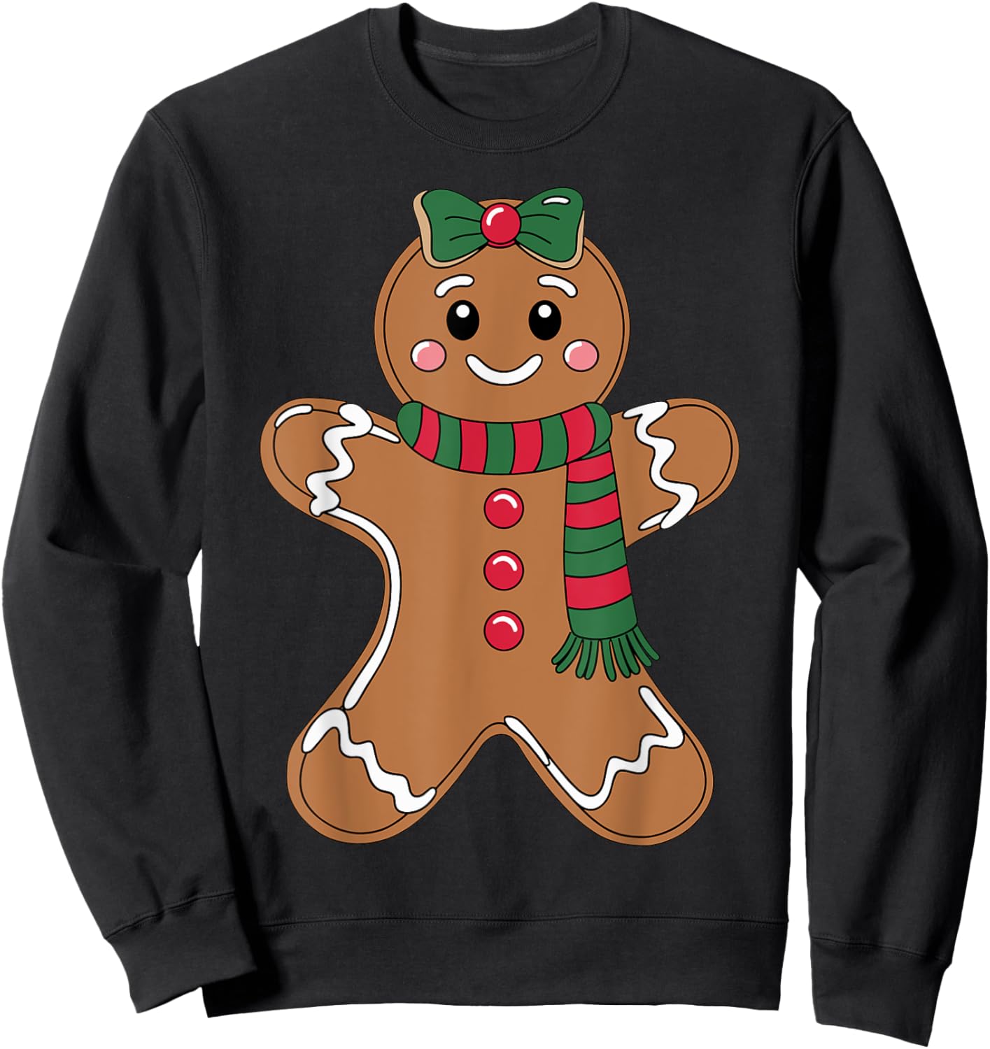 Cute Gingerbread with Bow Christmas Costume Xmas Sweatshirt - Sweatshirt | Black