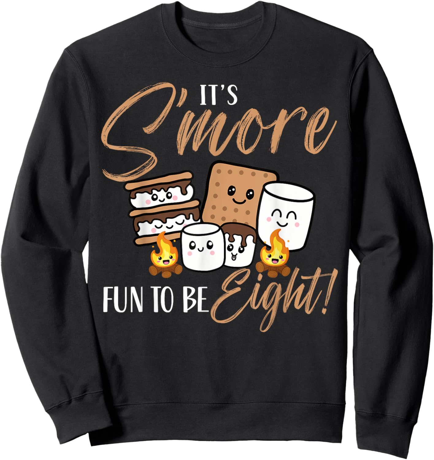 Birthday Campfire Marshmallow It's S'more Fun To Be Eight 8 Sweatshirt - Sweatshirt | Black