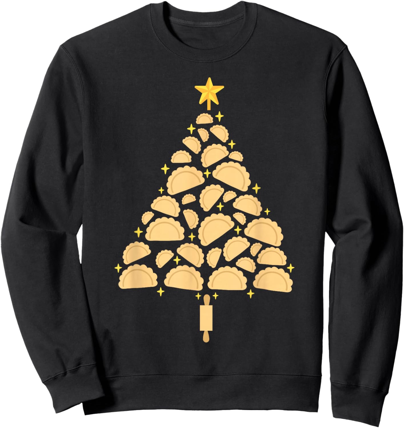 Pierogi Christmas Tree Cute Polish Funny Xmas Food Men Women Sweatshirt - Sweatshirt | Black