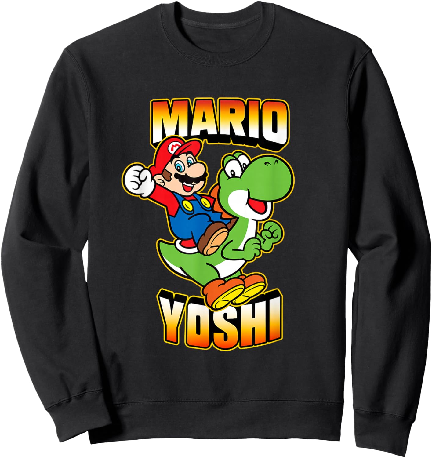 Super Mario Bros Yoshi & Mario Ready For Action Sweatshirt - Sweatshirt | Black